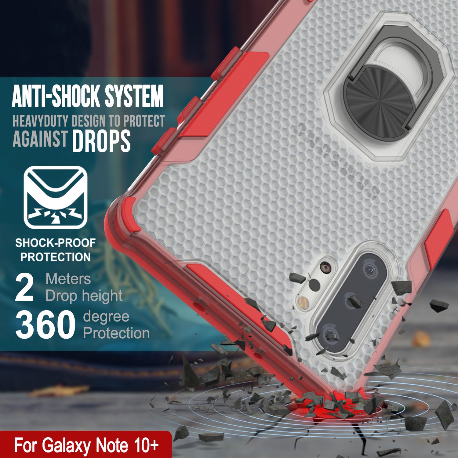 Punkcase Galaxy Note 10 Plus Case [Magnetix 2.0 Series] Clear Protective TPU Cover W/Kickstand [Red]