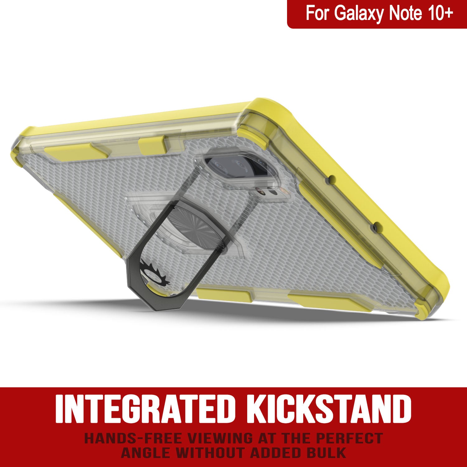 Punkcase Galaxy Note 10 Plus Case [Magnetix 2.0 Series] Clear Protective TPU Cover W/Kickstand [Yellow]