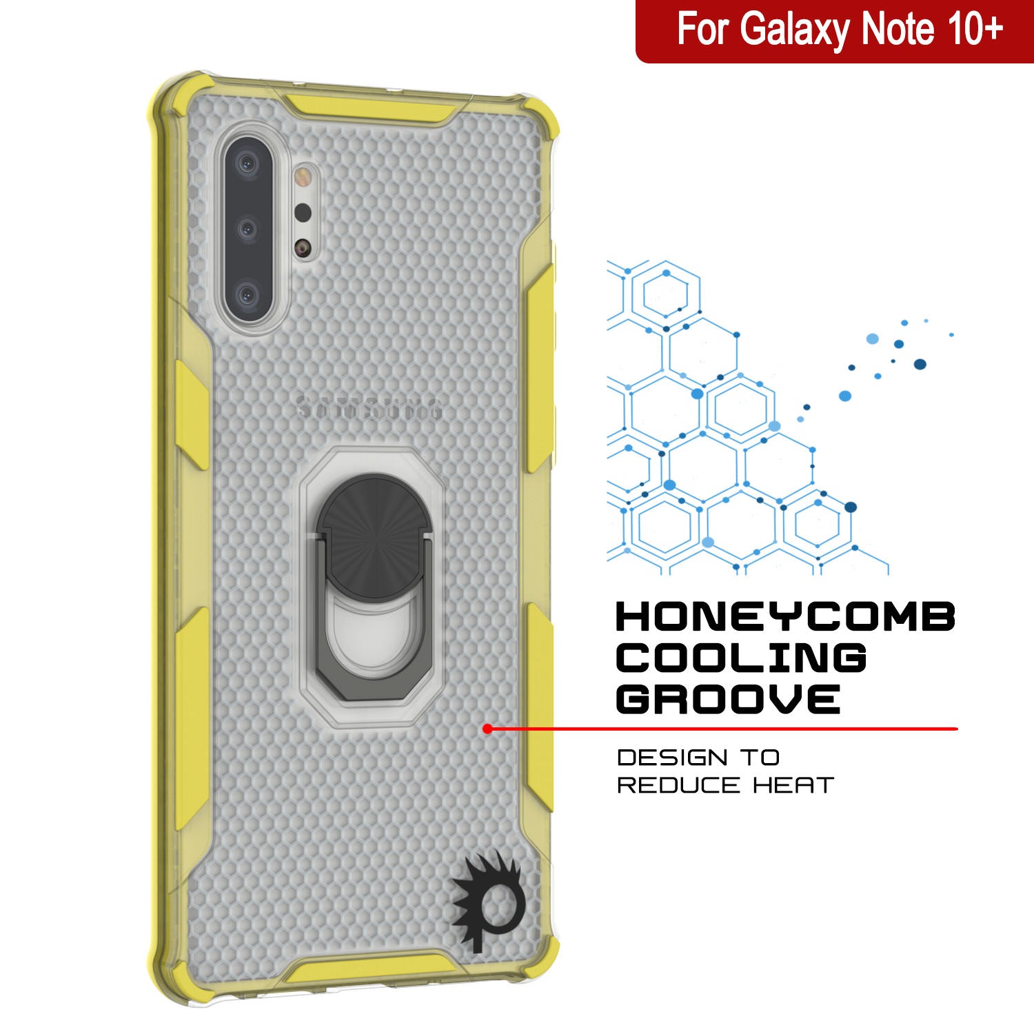 Punkcase Galaxy Note 10 Plus Case [Magnetix 2.0 Series] Clear Protective TPU Cover W/Kickstand [Yellow]