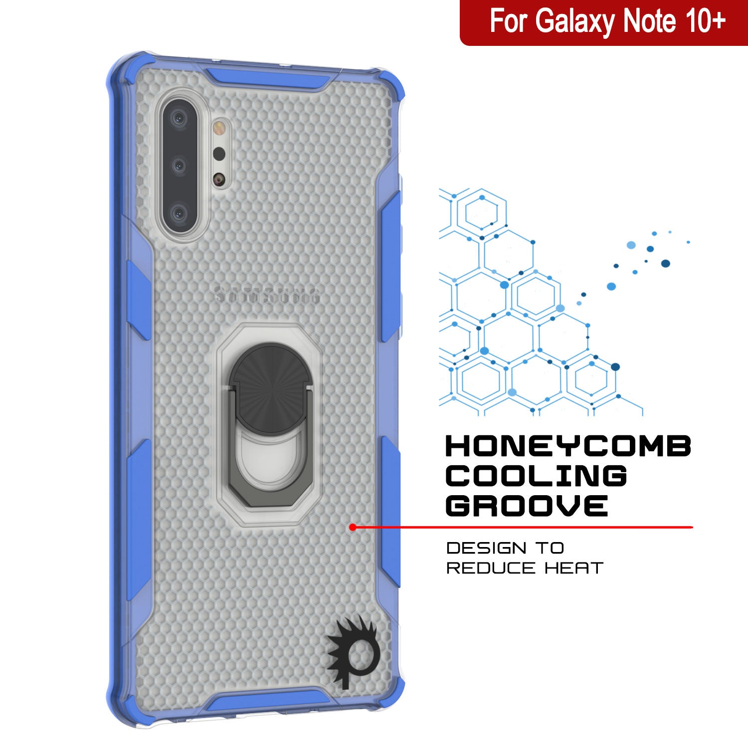 Punkcase Galaxy Note 10 Plus Case [Magnetix 2.0 Series] Clear Protective TPU Cover W/Kickstand [Blue]