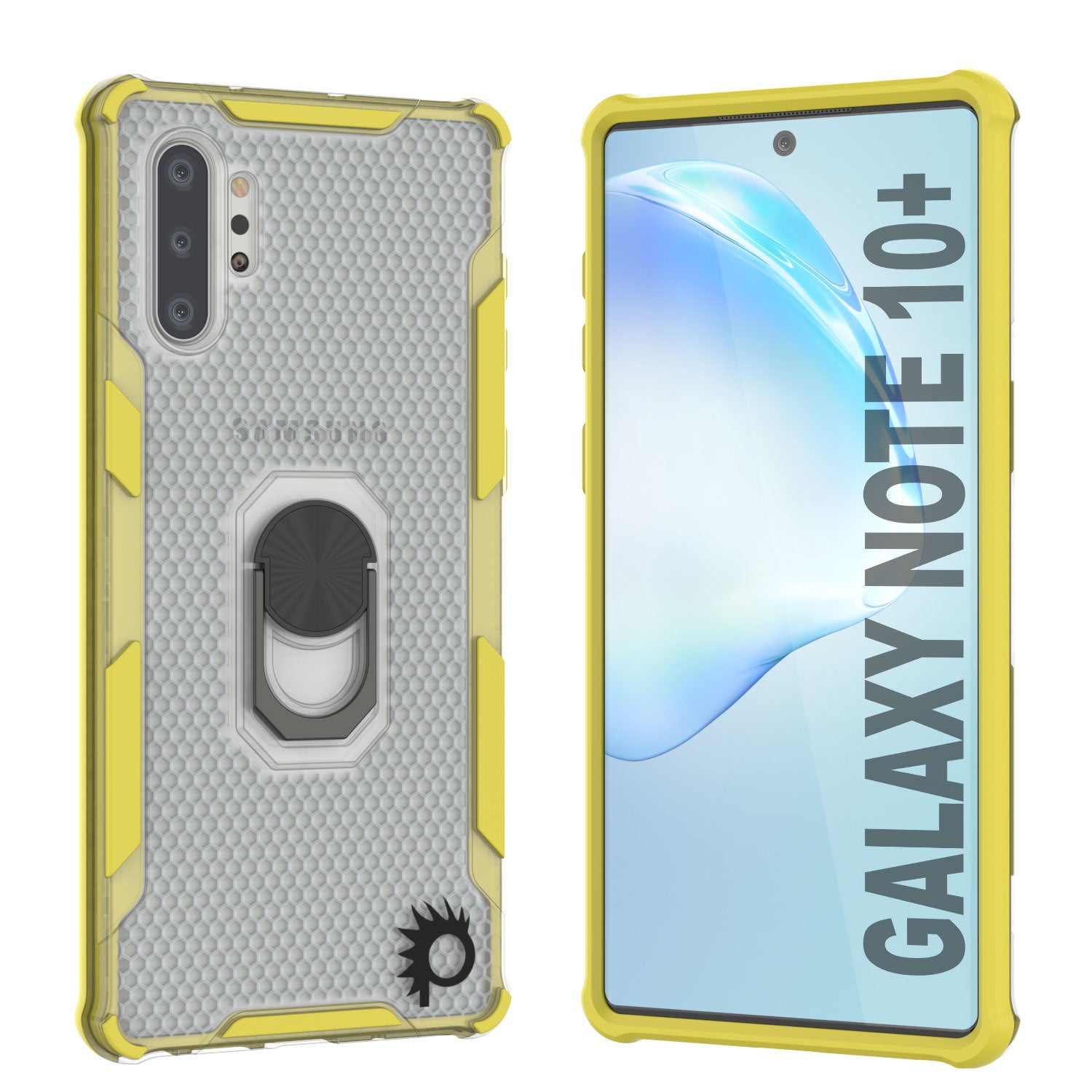 Punkcase Galaxy Note 10 Plus Case [Magnetix 2.0 Series] Clear Protective TPU Cover W/Kickstand [Yellow]