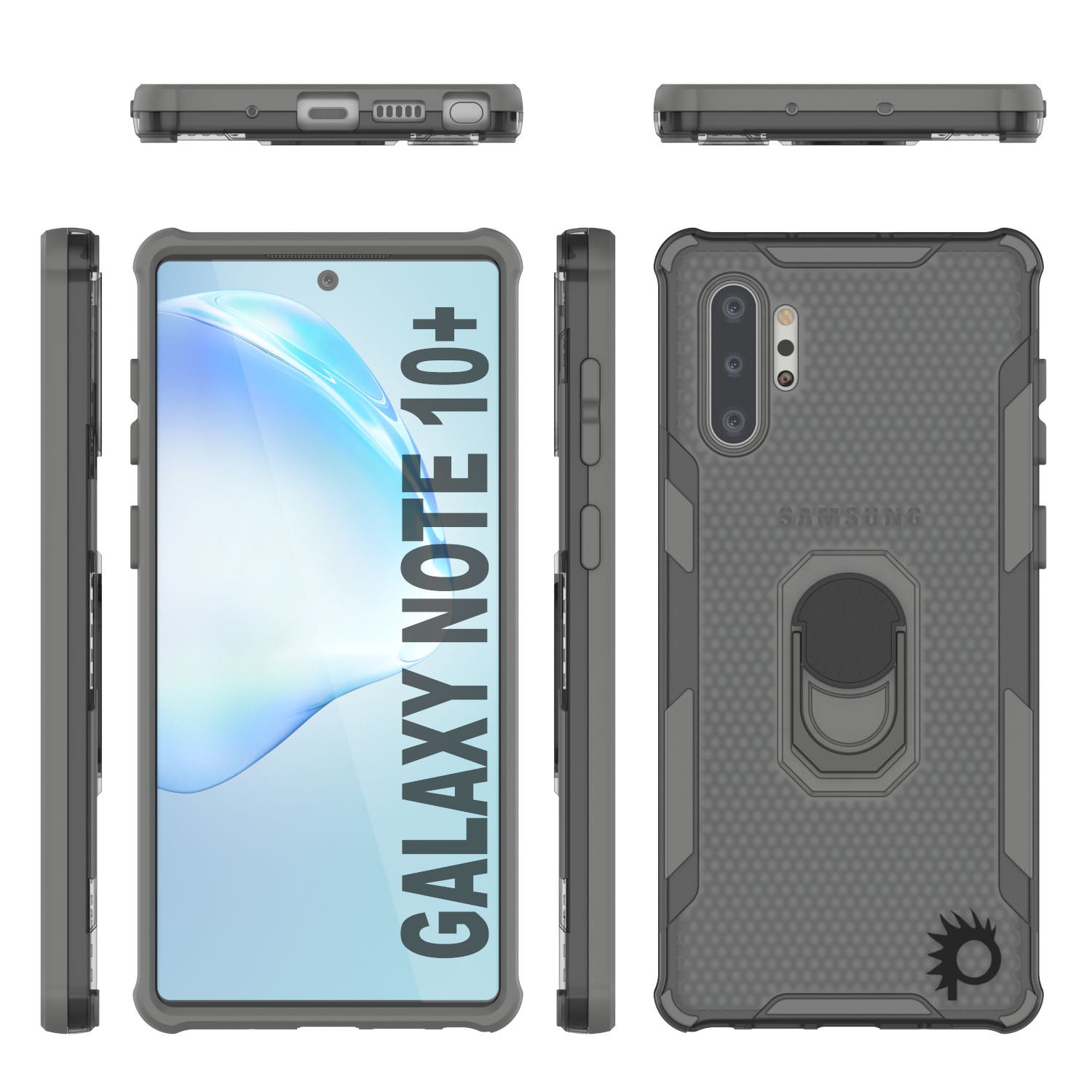Punkcase Galaxy Note 10 Plus Case [Magnetix 2.0 Series] Clear Protective TPU Cover W/Kickstand [Grey]