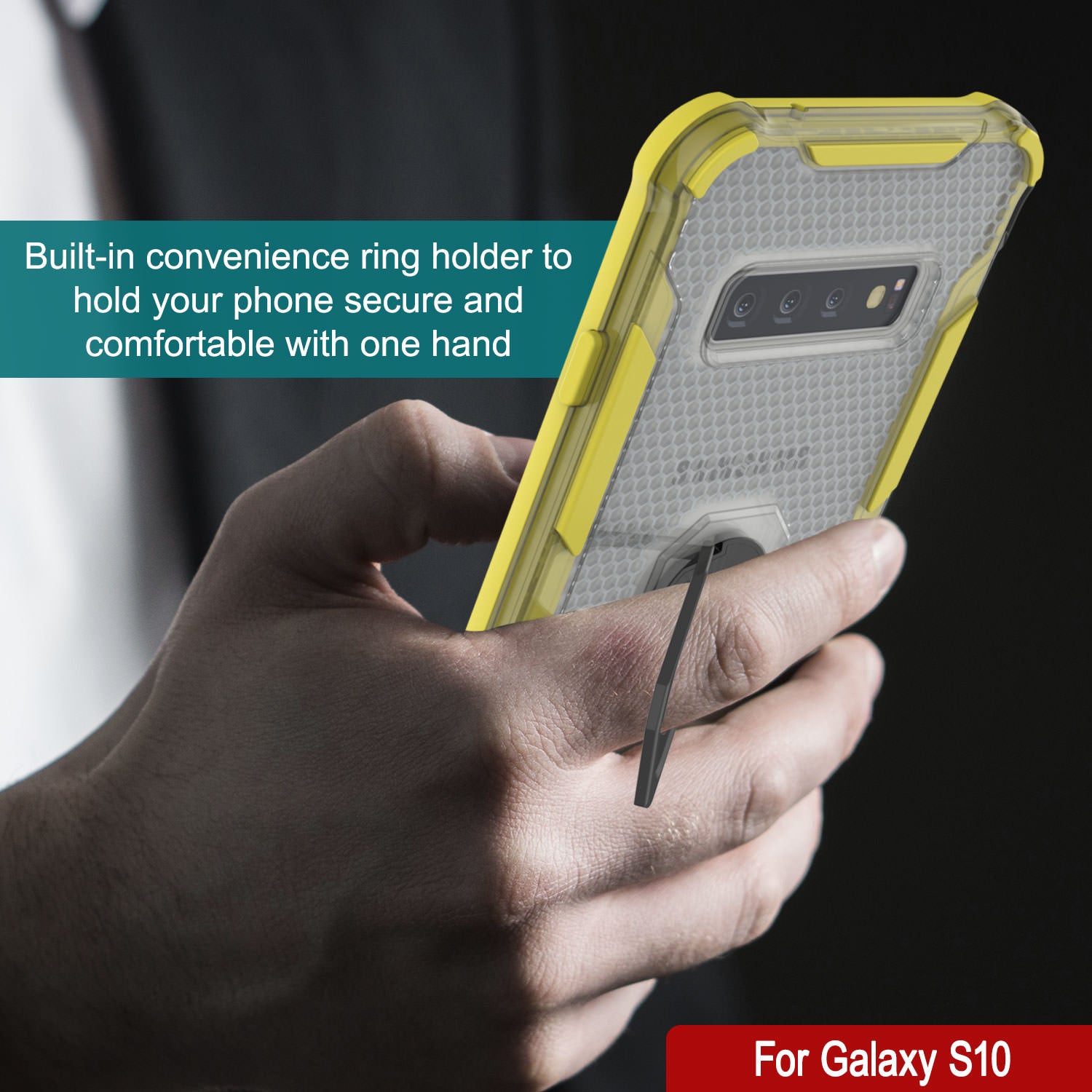 Punkcase Galaxy S10 Case [Magnetix 2.0 Series] Clear Protective TPU Cover W/Kickstand [Yellow]