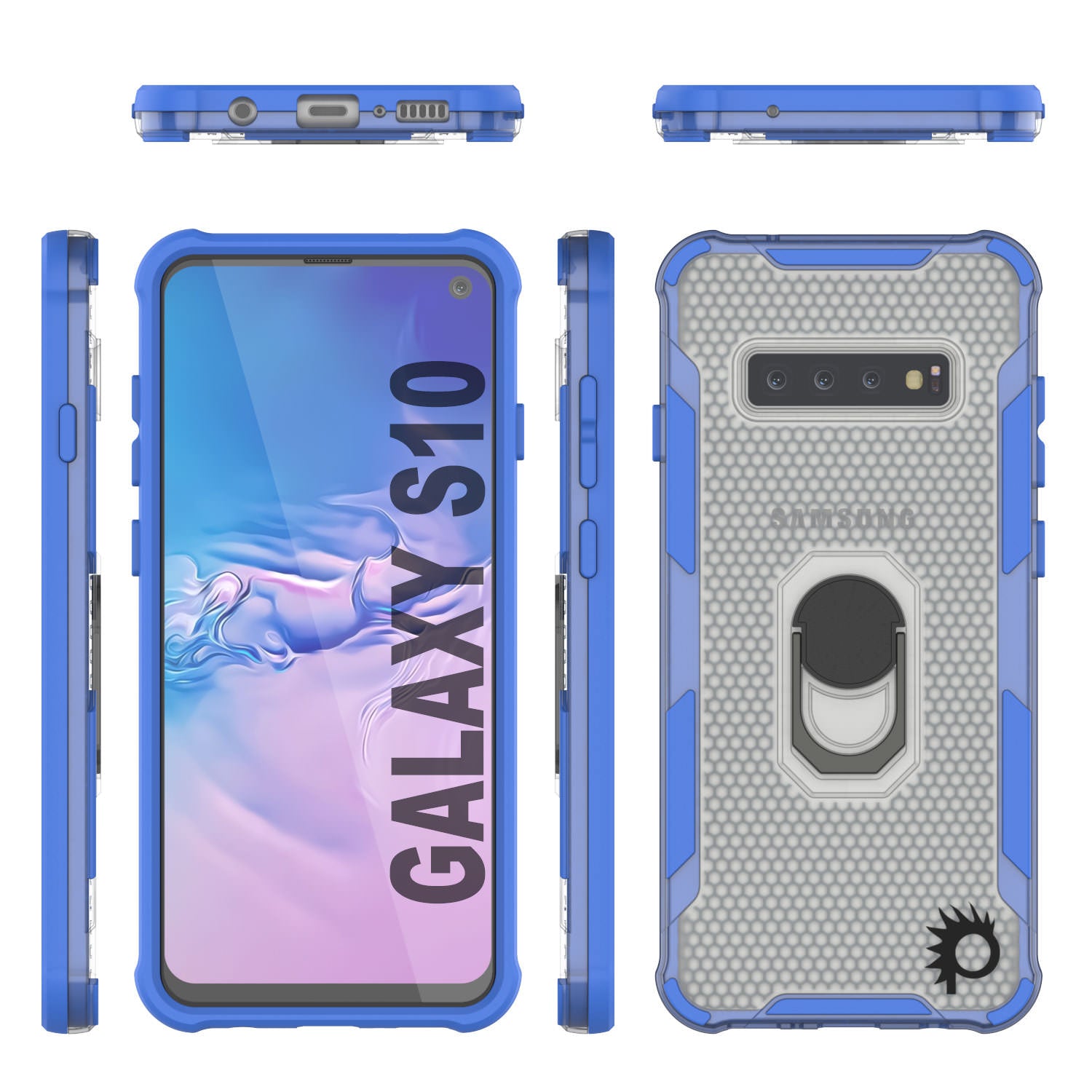 Punkcase Galaxy S10 Case [Magnetix 2.0 Series] Clear Protective TPU Cover W/Kickstand [Blue]