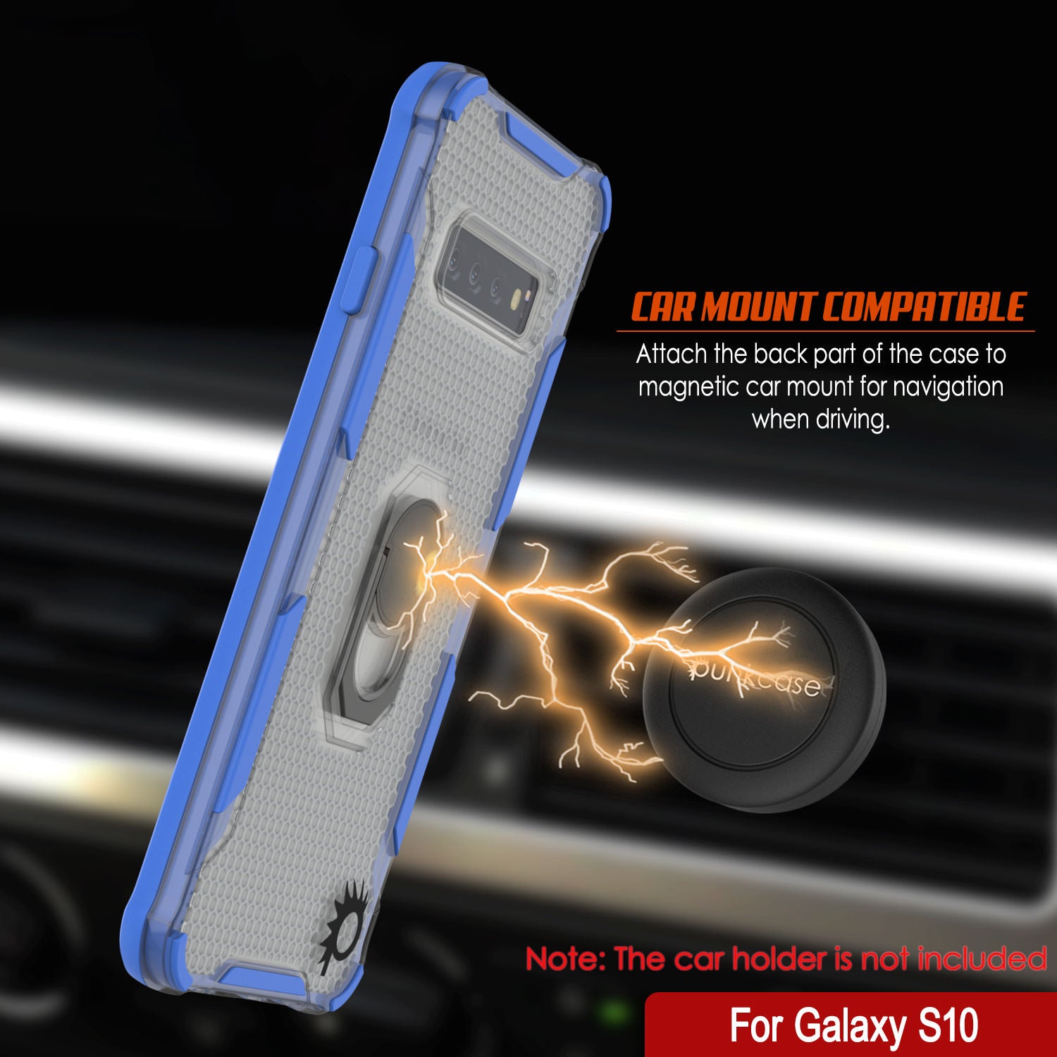 Punkcase Galaxy S10 Case [Magnetix 2.0 Series] Clear Protective TPU Cover W/Kickstand [Blue]