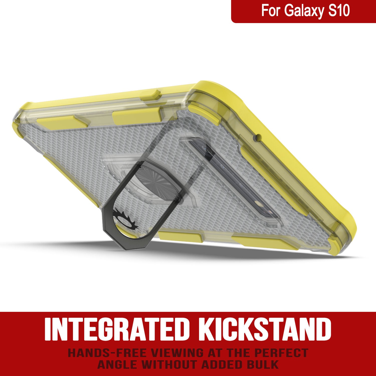 Punkcase Galaxy S10 Case [Magnetix 2.0 Series] Clear Protective TPU Cover W/Kickstand [Yellow]