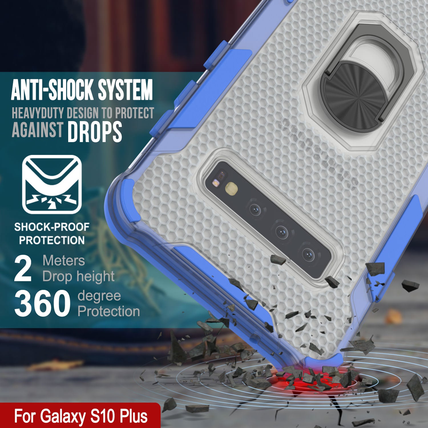 Punkcase Galaxy S10 Plus Case [Magnetix 2.0 Series] Clear Protective TPU Cover W/Kickstand [Blue]