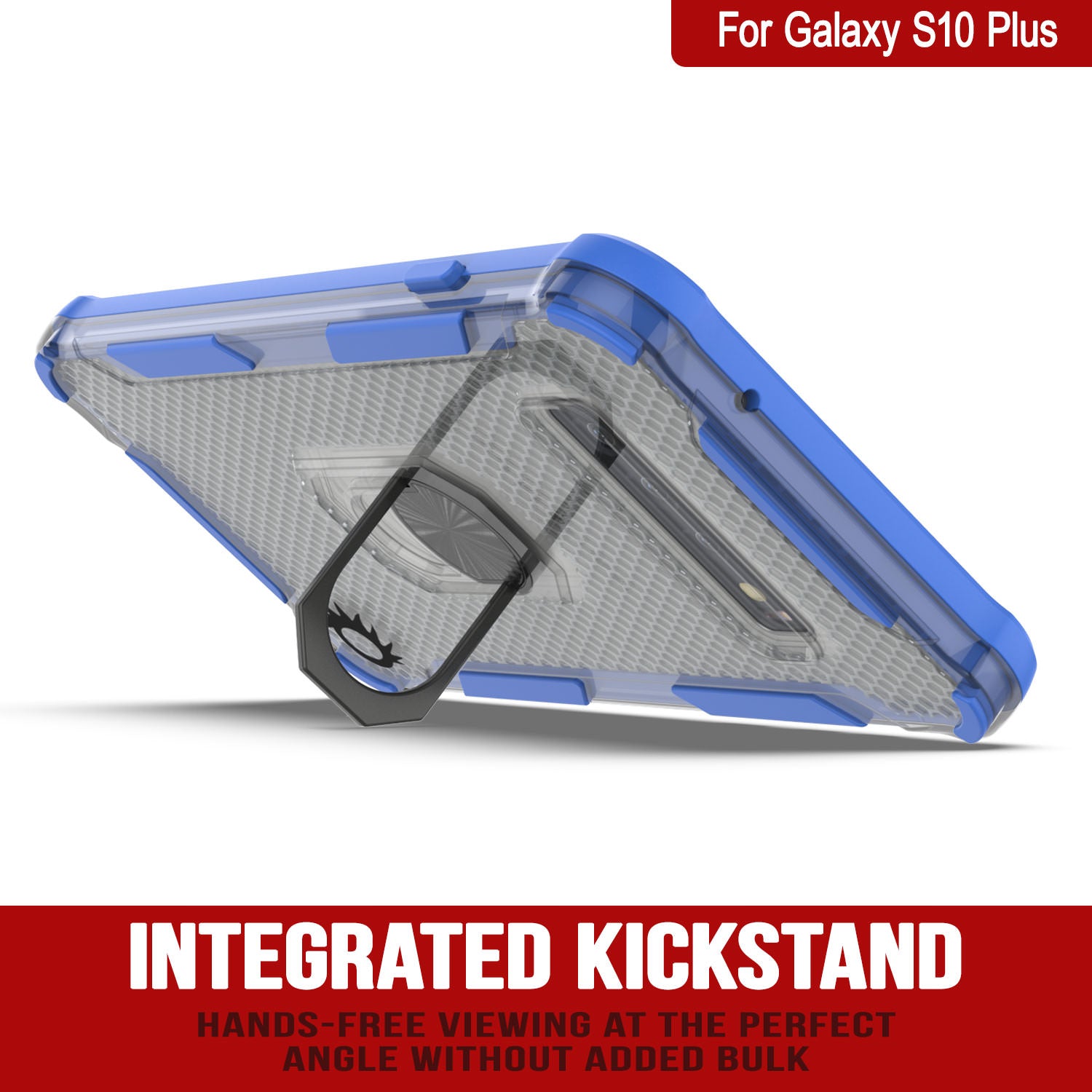 Punkcase Galaxy S10 Plus Case [Magnetix 2.0 Series] Clear Protective TPU Cover W/Kickstand [Blue]