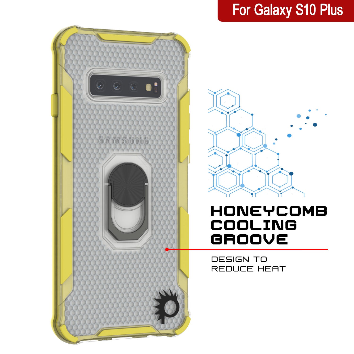 Punkcase Galaxy S10 Plus Case [Magnetix 2.0 Series] Clear Protective TPU Cover W/Kickstand [Yellow]