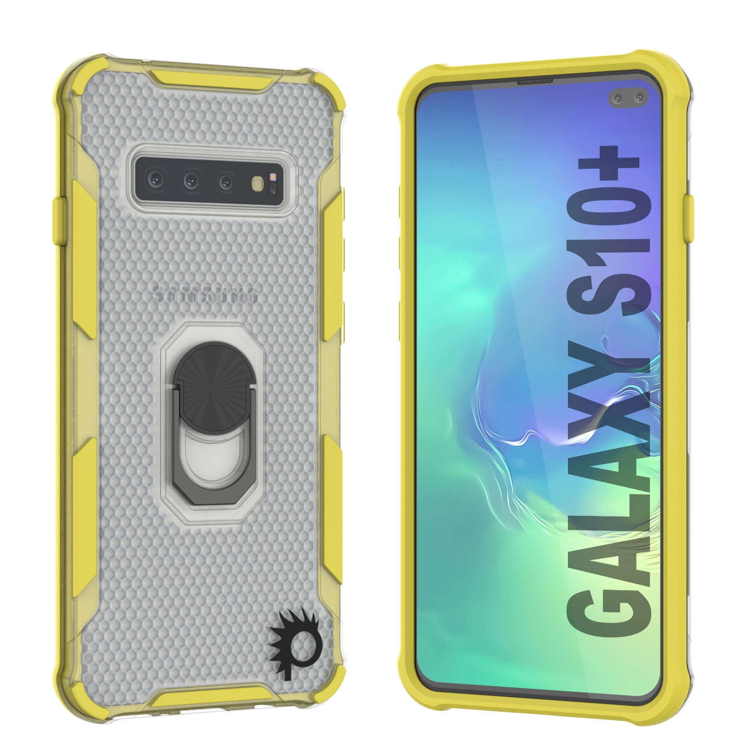 Punkcase Galaxy S10 Plus Case [Magnetix 2.0 Series] Clear Protective TPU Cover W/Kickstand [Yellow]