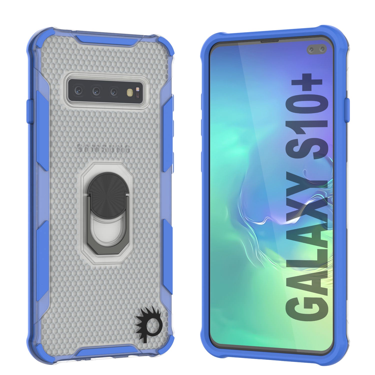 Punkcase Galaxy S10 Plus Case [Magnetix 2.0 Series] Clear Protective TPU Cover W/Kickstand [Blue]