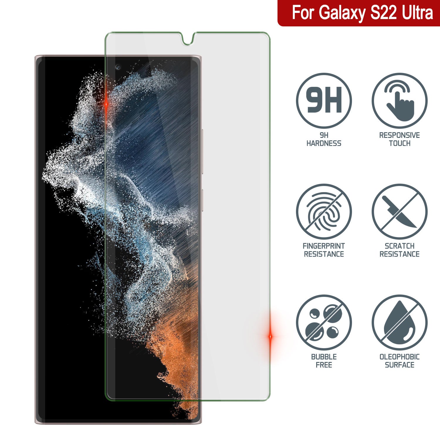 Galaxy S22 Ultra Gold Punkcase Glass SHIELD Tempered Glass Screen Protector 0.33mm Thick 9H Glass