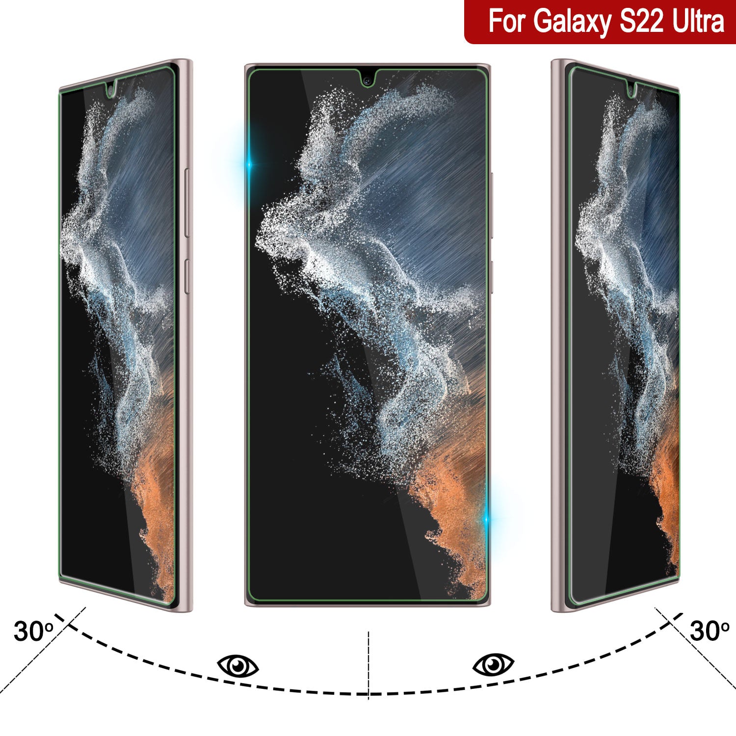 Galaxy S22 Ultra Gold Punkcase Glass SHIELD Tempered Glass Screen Protector 0.33mm Thick 9H Glass