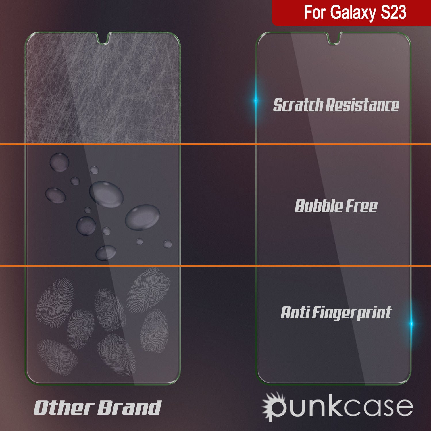 Galaxy S23  Gold Punkcase Glass SHIELD Tempered Glass Screen Protector 0.33mm Thick 9H Glass