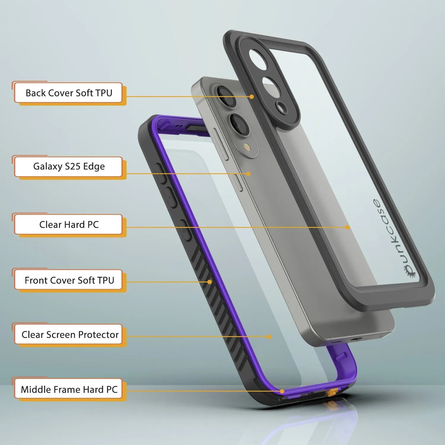 Galaxy S25 Edge Water/ Shockproof [Extreme Series] With Screen Protector Case [Purple]