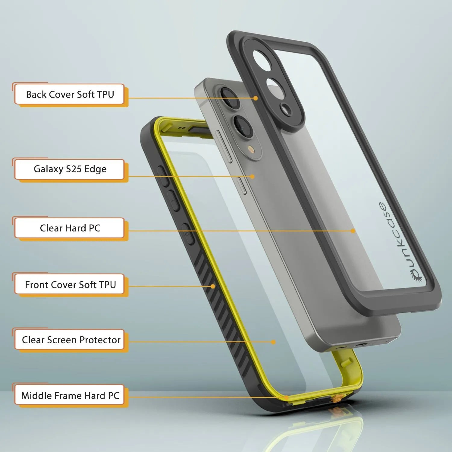 Galaxy S25 Edge Water/ Shockproof [Extreme Series] With Screen Protector Case [Yellow]