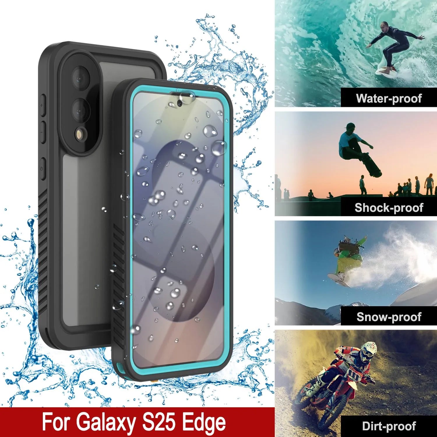 Galaxy S25 Edge Water/ Shockproof [Extreme Series] With Screen Protector Case [Teal]