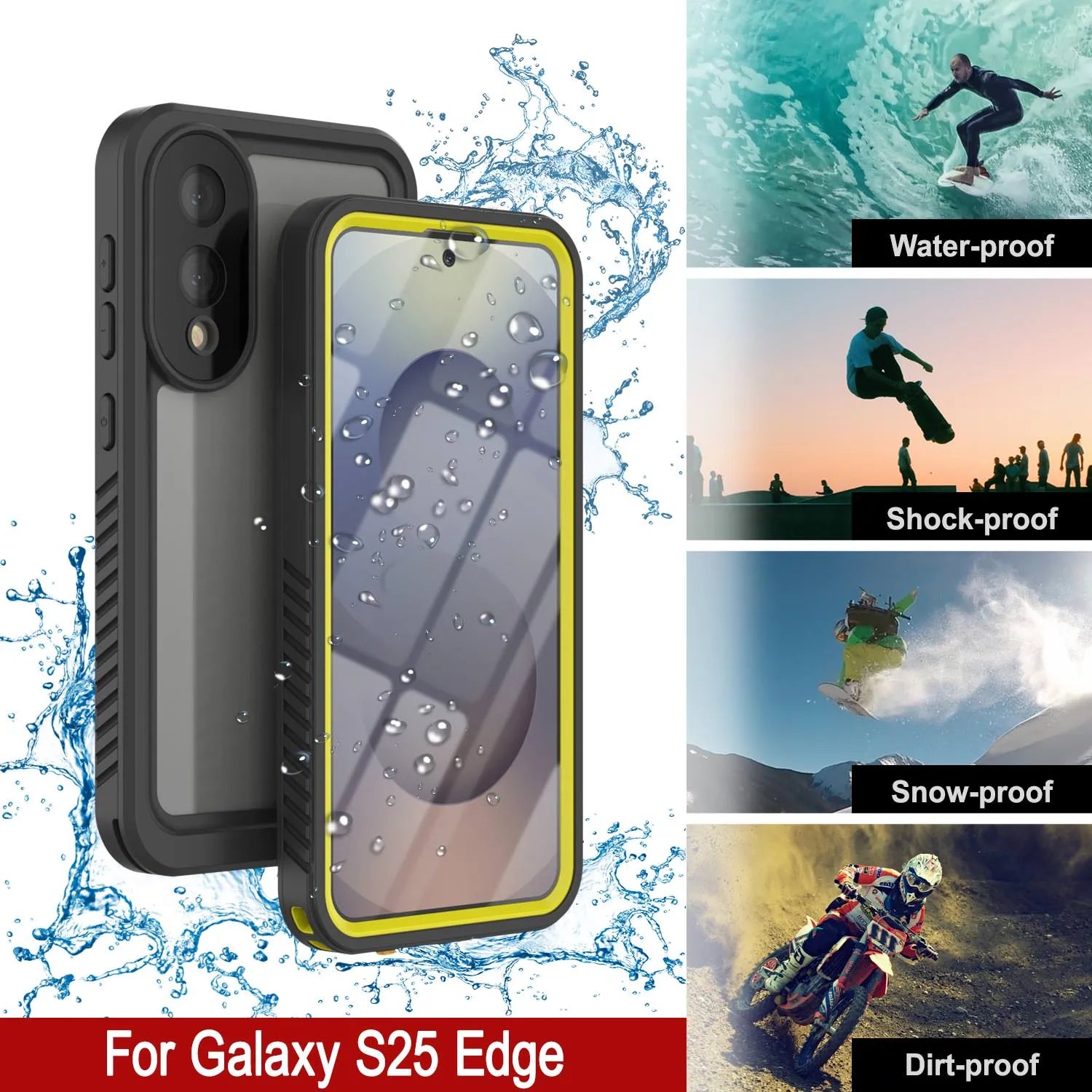 Galaxy S25 Edge Water/ Shockproof [Extreme Series] With Screen Protector Case [Yellow]