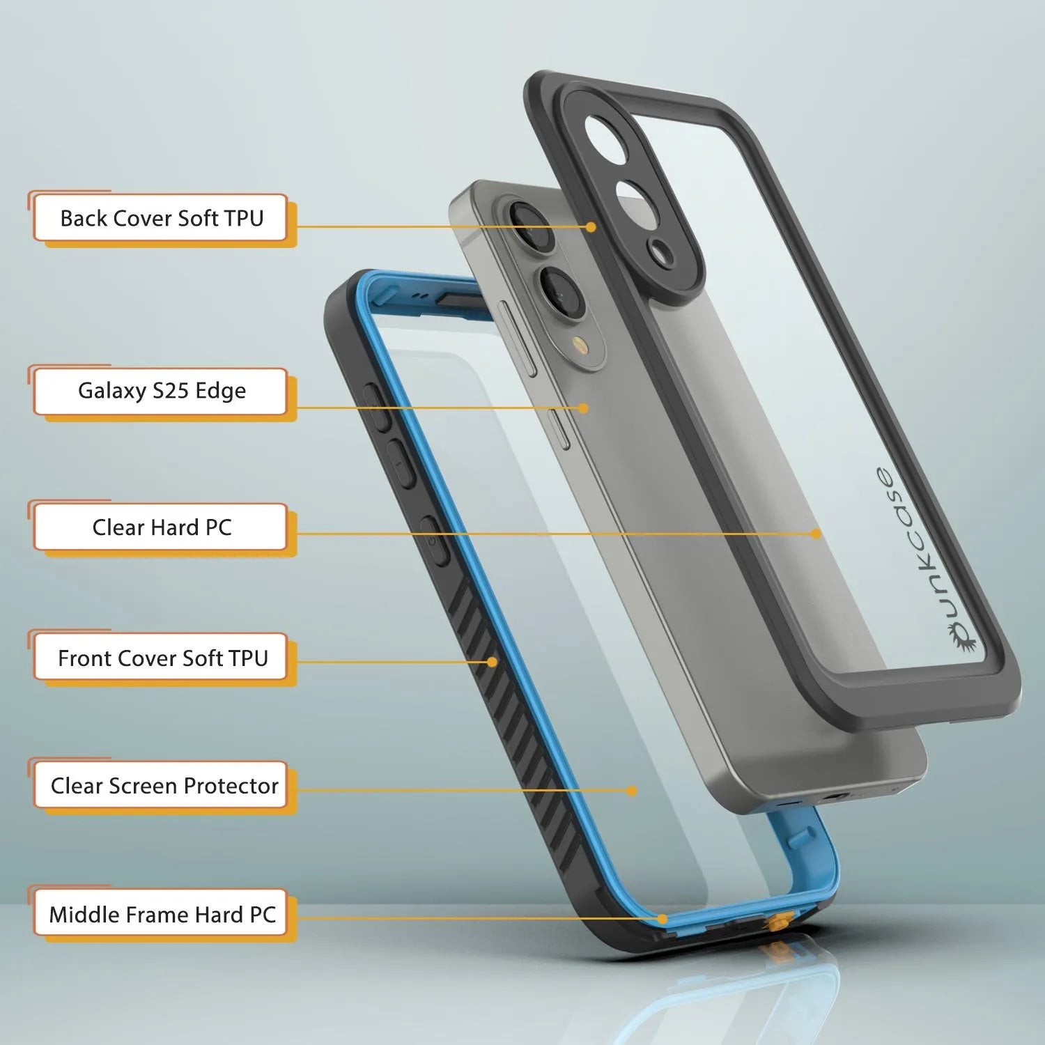 Galaxy S25 Edge Water/ Shockproof [Extreme Series] With Screen Protector Case [Light Blue]