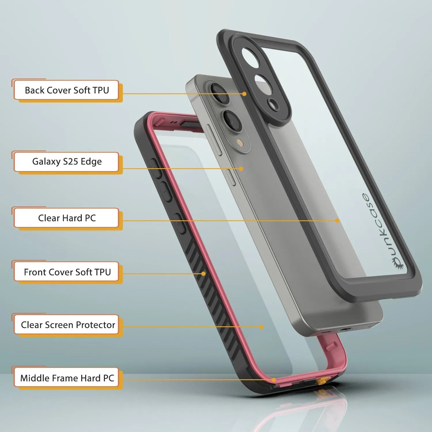 Galaxy S25 Edge Water/ Shockproof [Extreme Series] With Screen Protector Case [Pink]