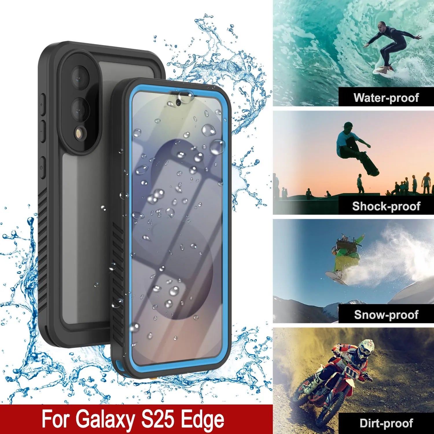 Galaxy S25 Edge Water/ Shockproof [Extreme Series] With Screen Protector Case [Light Blue]