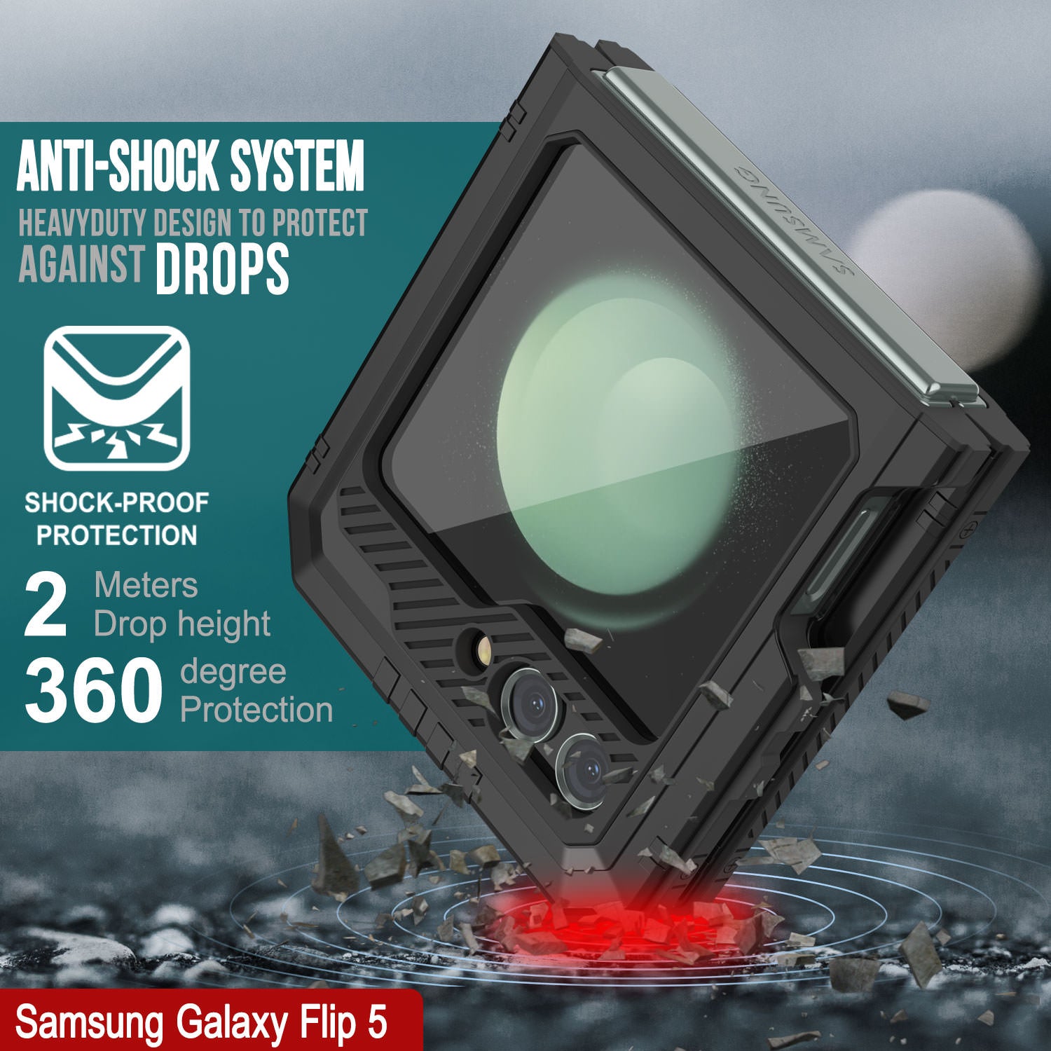 Galaxy Z Flip5 Metal Case, Heavy Duty Military Grade Armor