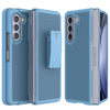 Galaxy Z Fold5 Case With Tempered Glass Screen Protector, Holster Belt Clip & Built-In Kickstand [Blue]