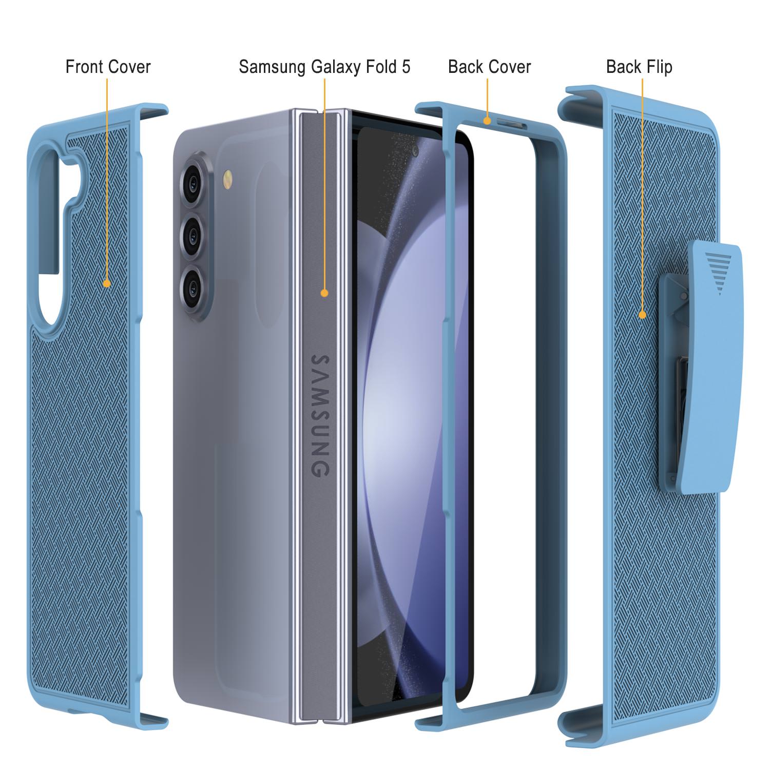 Galaxy Z Fold5 Case With Tempered Glass Screen Protector, Holster 