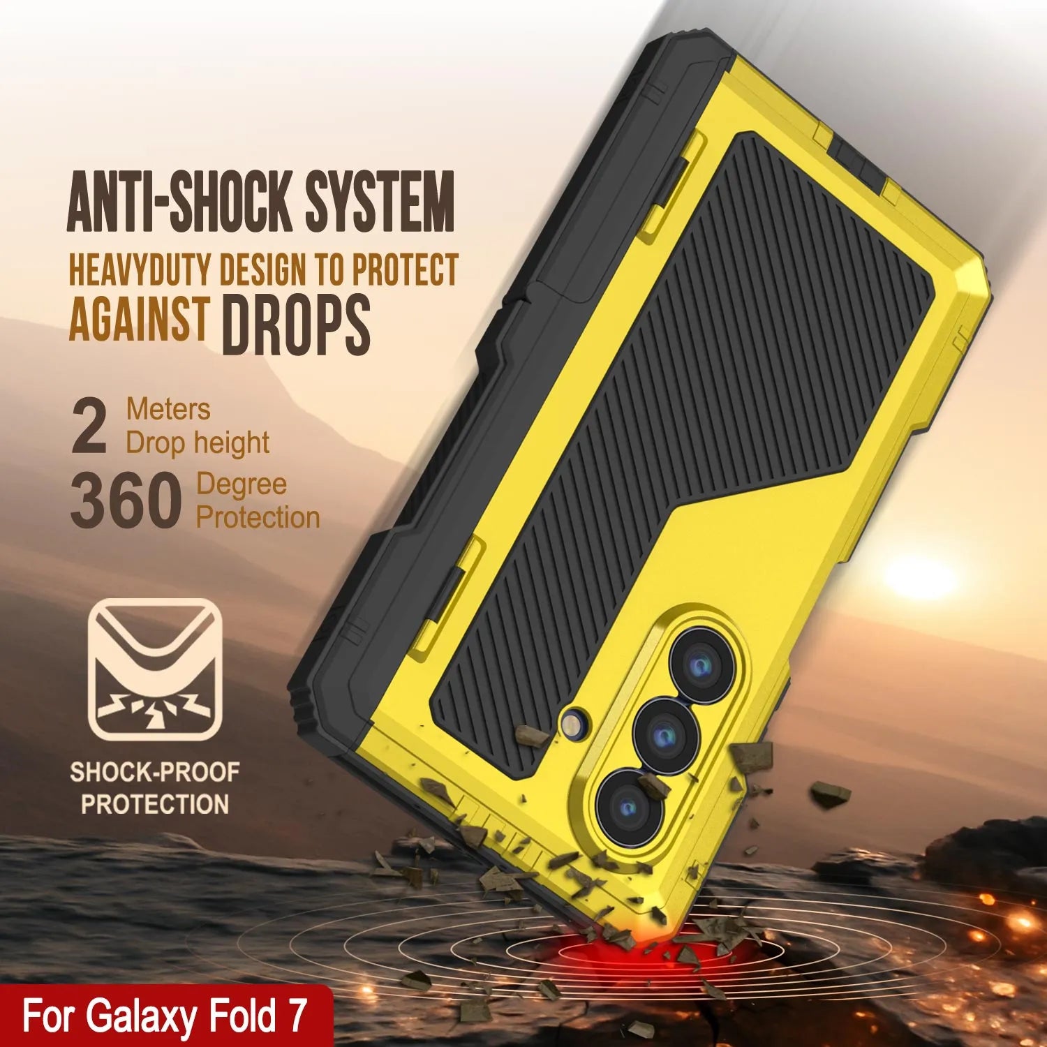 Galaxy Z Fold7 Metal Case, Heavy Duty Military Grade Armor Cover Full Body Hard [Neon]