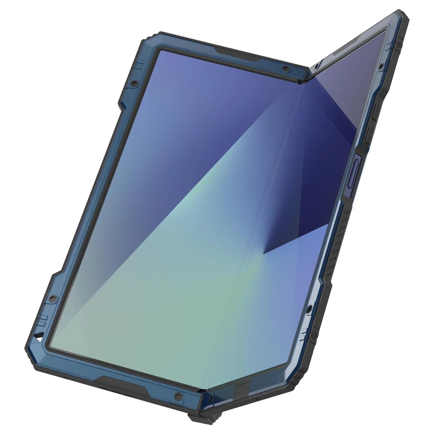 Galaxy Z Fold7 Metal Case, Heavy Duty Military Grade Armor Cover Full Body Hard [Blue]