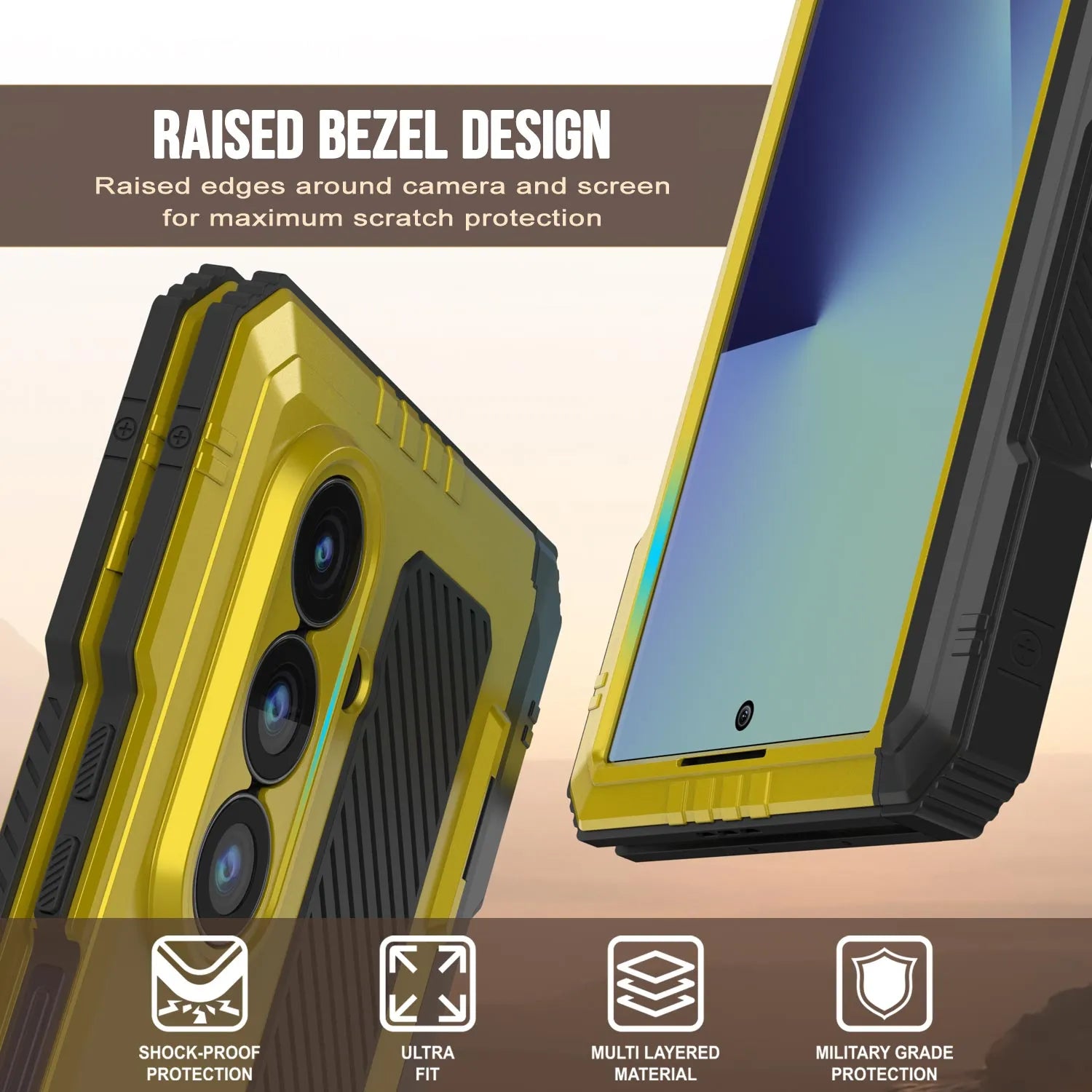 Galaxy Z Fold7 Metal Case, Heavy Duty Military Grade Armor Cover Full Body Hard [Neon]