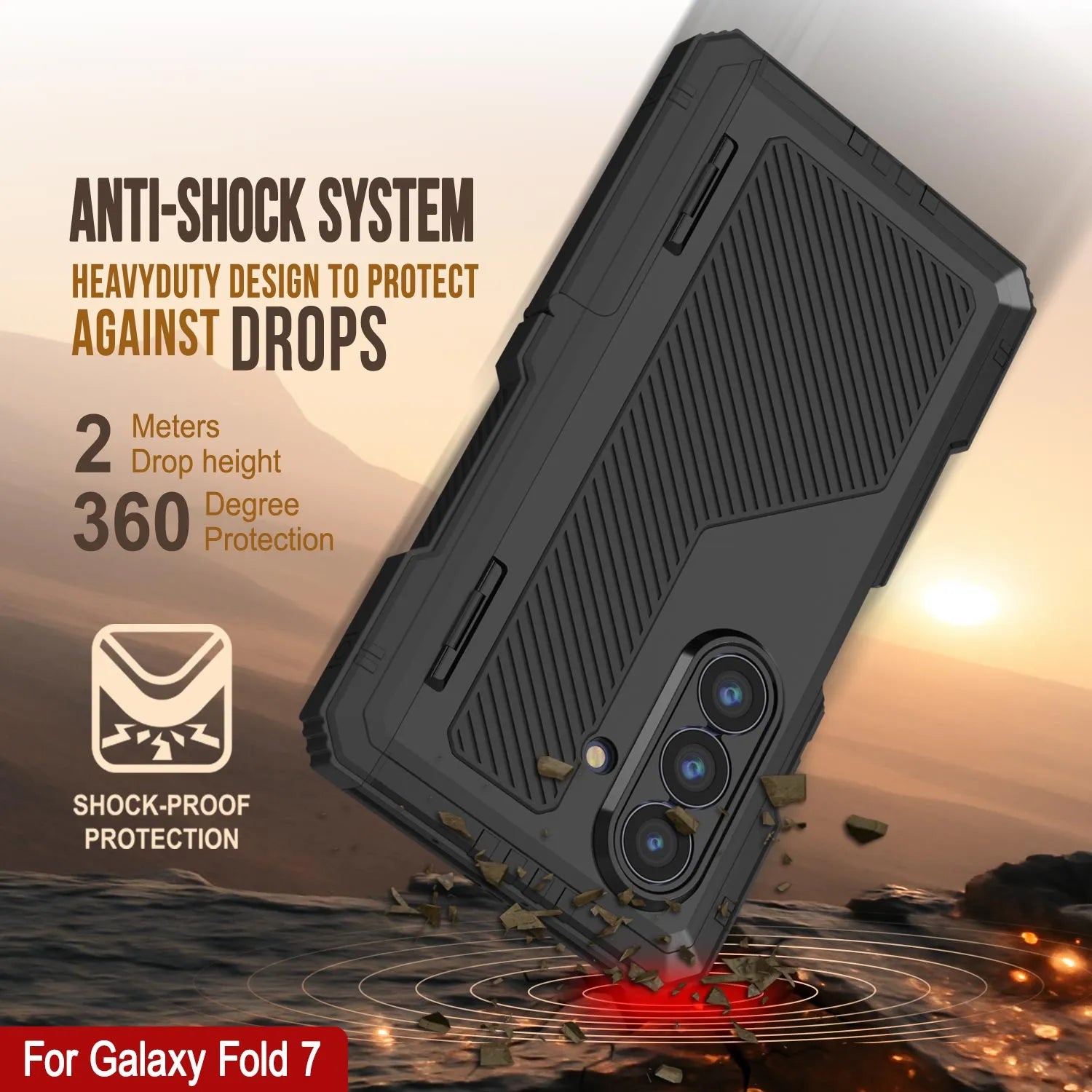 Galaxy Z Fold7 Metal Case, Heavy Duty Military Grade Armor Cover Full Body Hard [Black]