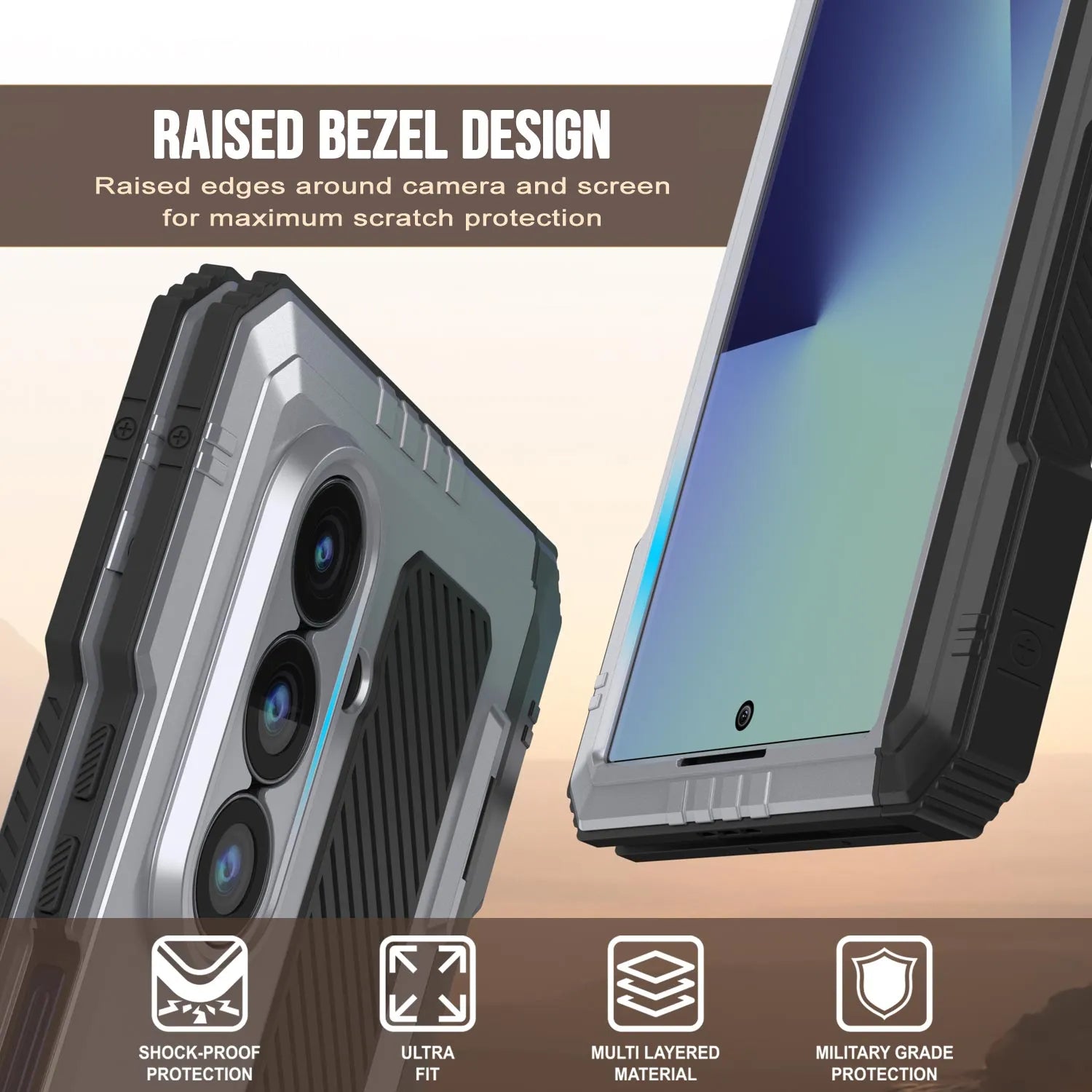 Galaxy Z Fold7 Metal Case, Heavy Duty Military Grade Armor Cover Full Body Hard [White]