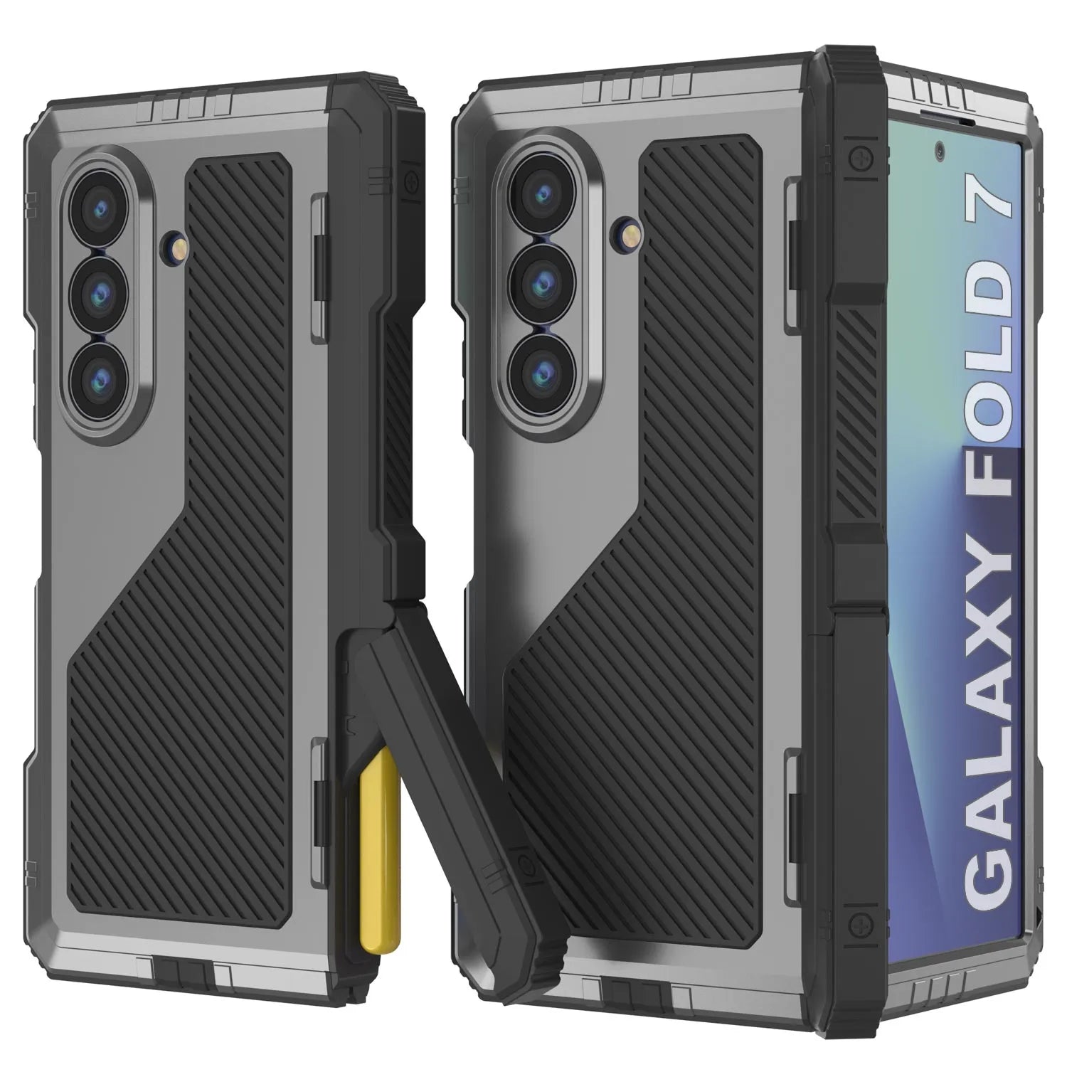 Galaxy Z Fold7 Metal Case, Heavy Duty Military Grade Armor Cover Full Body Hard [Silver]