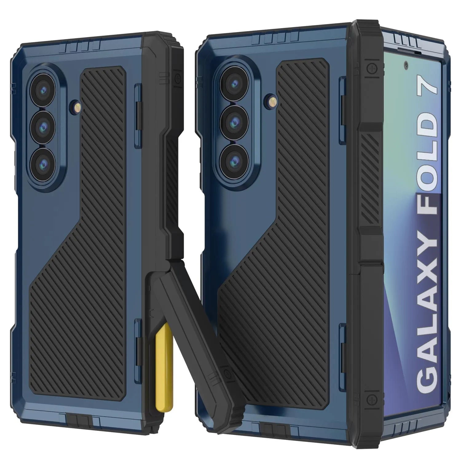 Galaxy Z Fold7 Metal Case, Heavy Duty Military Grade Armor Cover Full Body Hard [Blue]