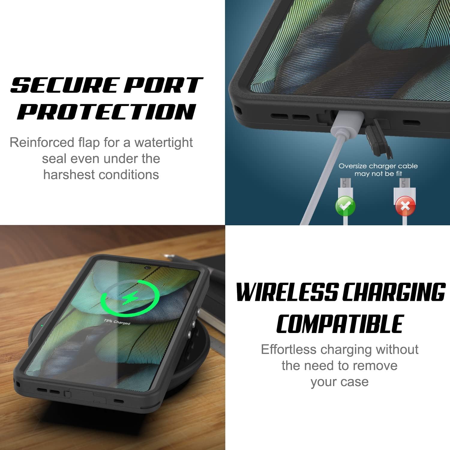 Google Pixel 7 Waterproof IP68 Case, Punkcase [Black] [StudStar Series] [Slim Fit]