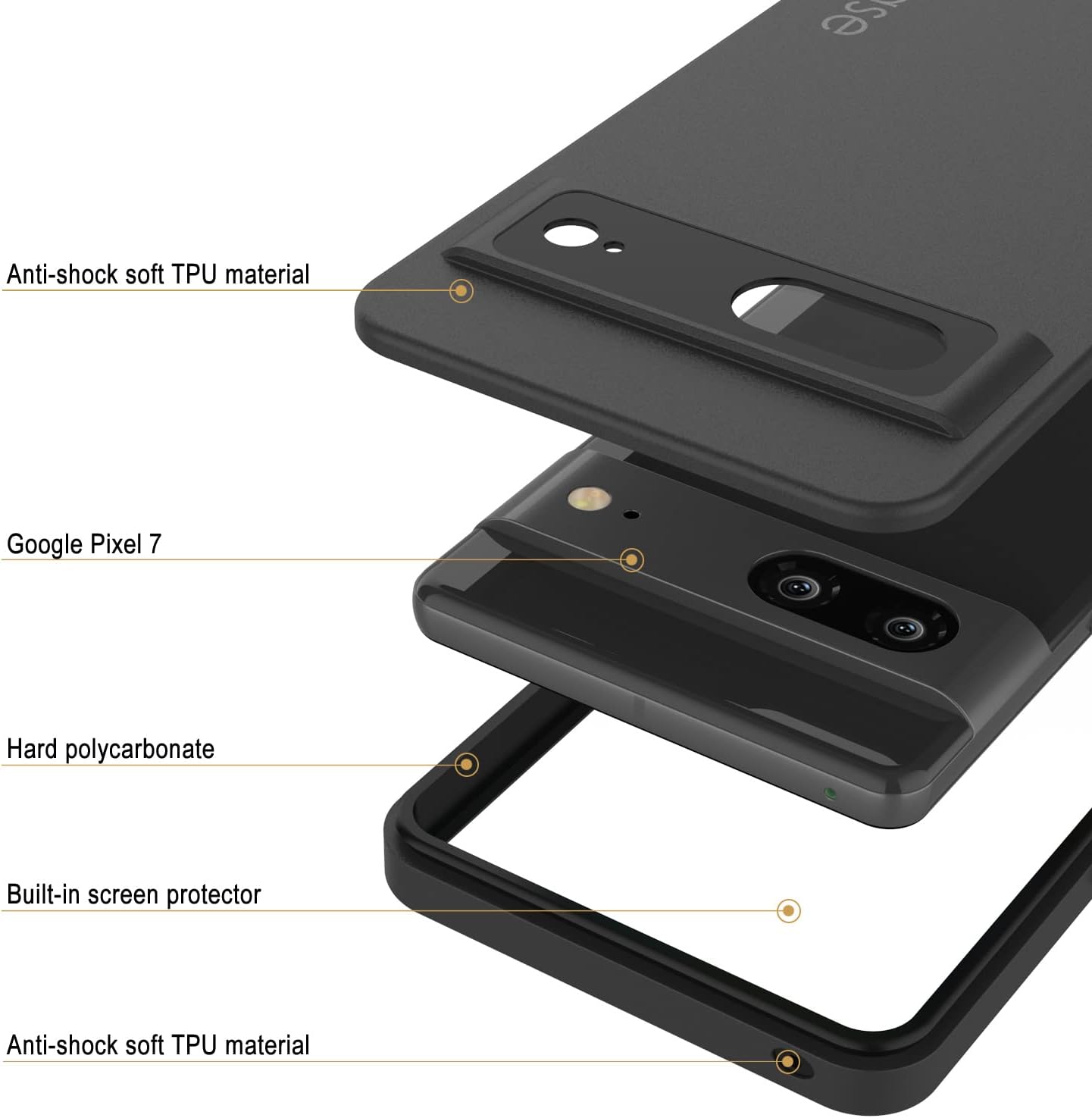 Google Pixel 7 Waterproof IP68 Case, Punkcase [Black] [StudStar Series] [Slim Fit]