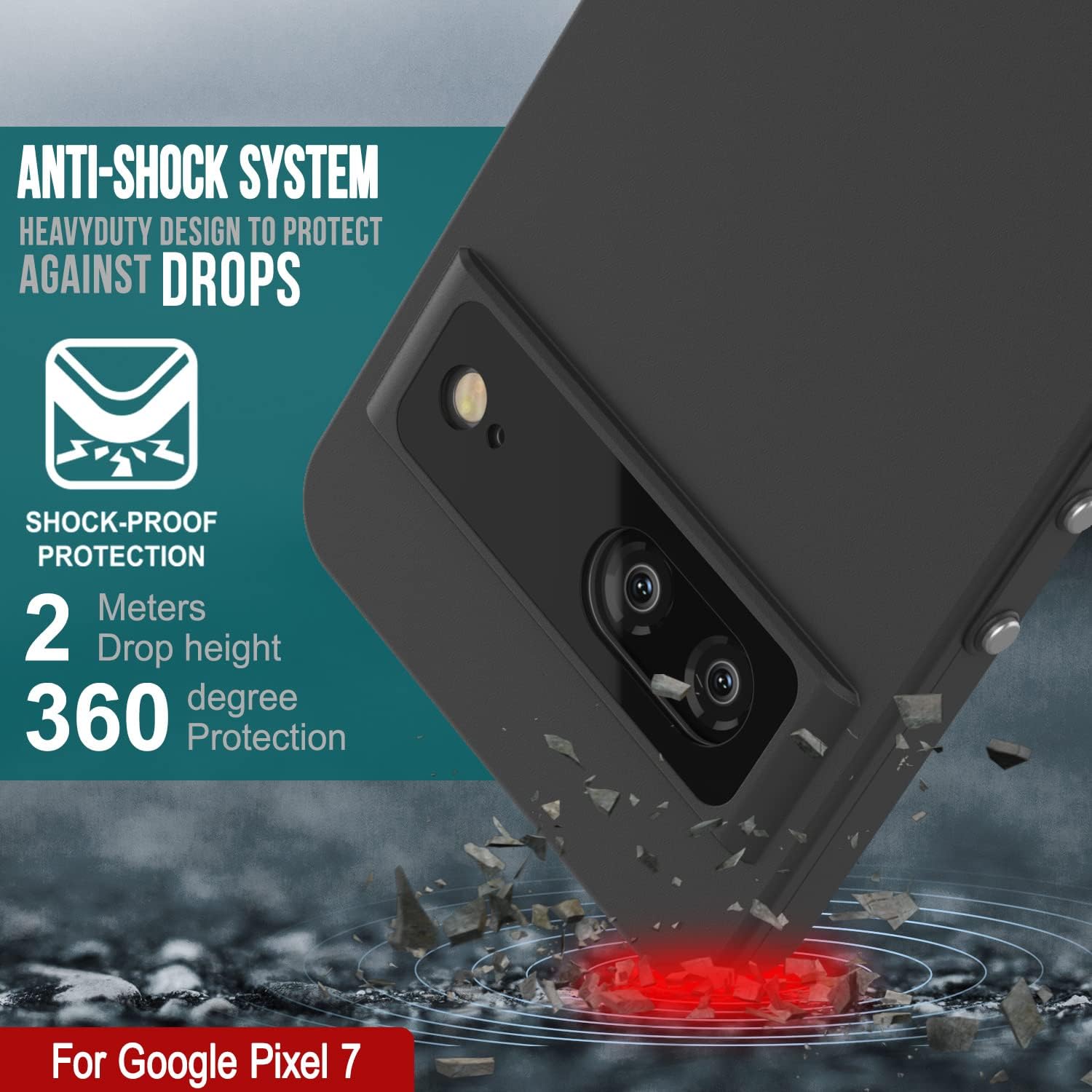 Google Pixel 7 Waterproof IP68 Case, Punkcase [Black] [StudStar Series] [Slim Fit]