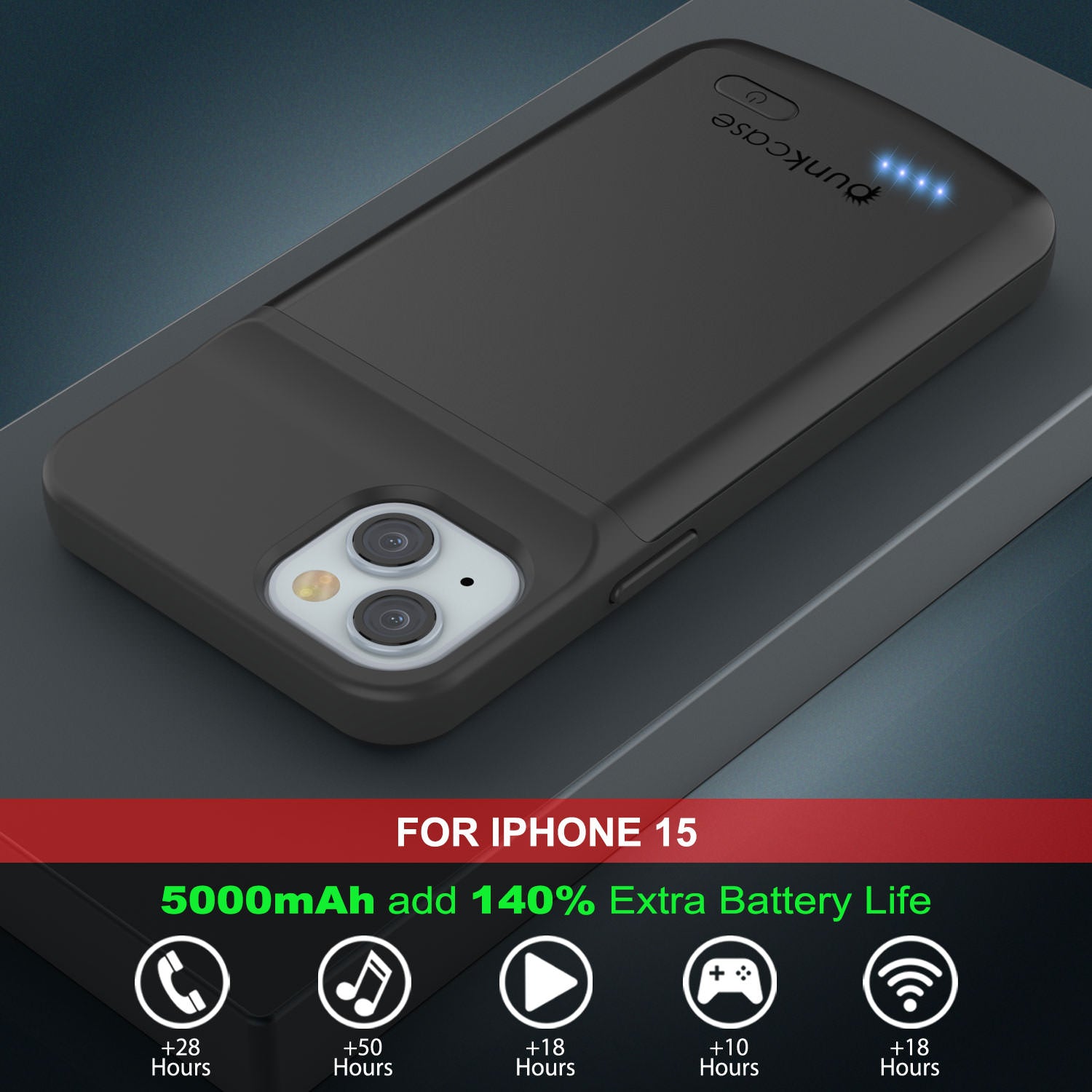 BAHOND Battery Case For IPhone 15 Pro, 5000Ah Rechargeable Extended