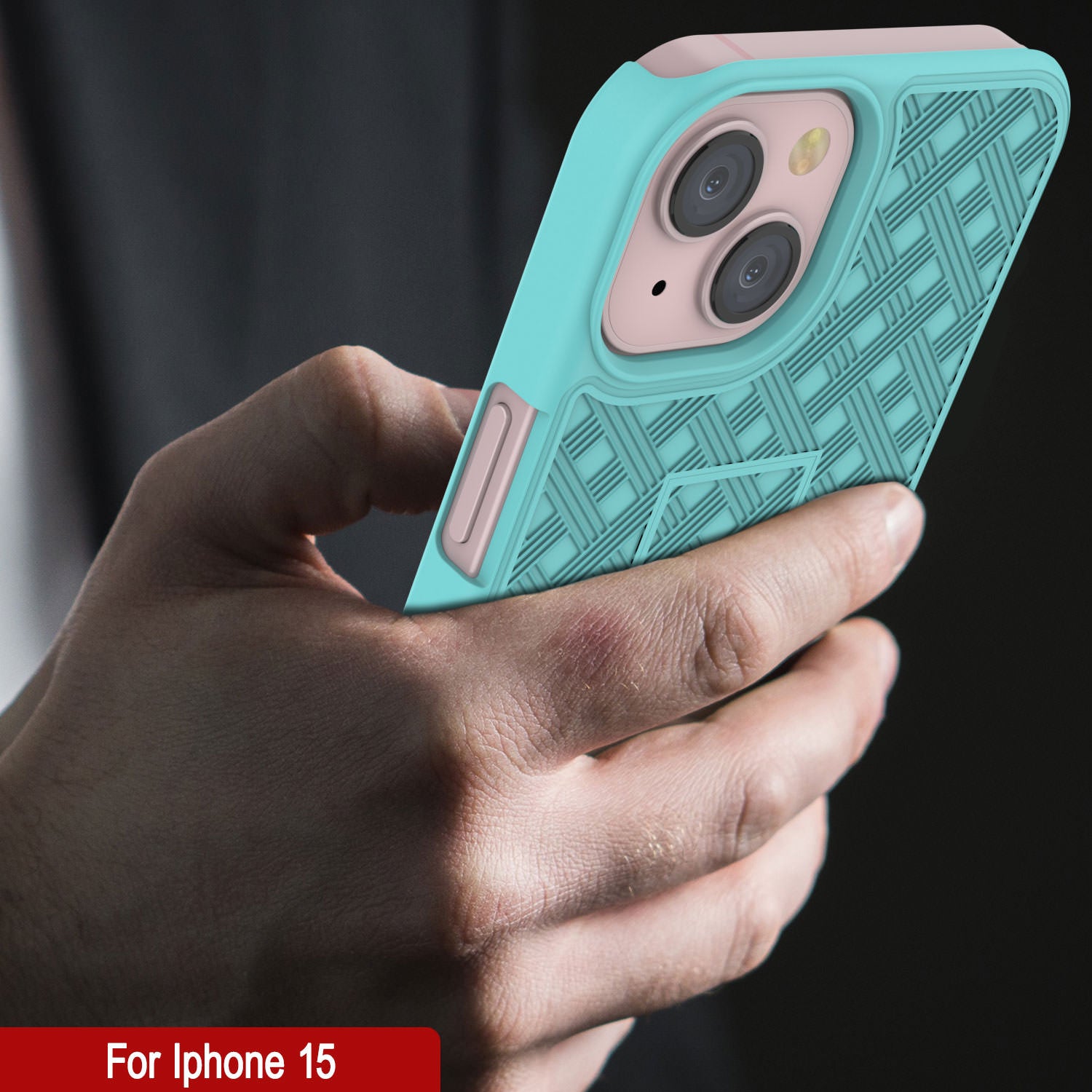 iPhone 15 Case With Tempered Glass Screen Protector, Holster Belt Clip & Built-In Kickstand [Teal]