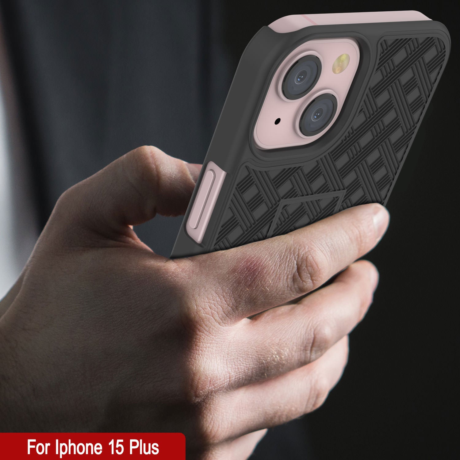 iPhone 15 Plus Case With Tempered Glass Screen Protector, Holster Belt Clip & Built-In Kickstand [Black]