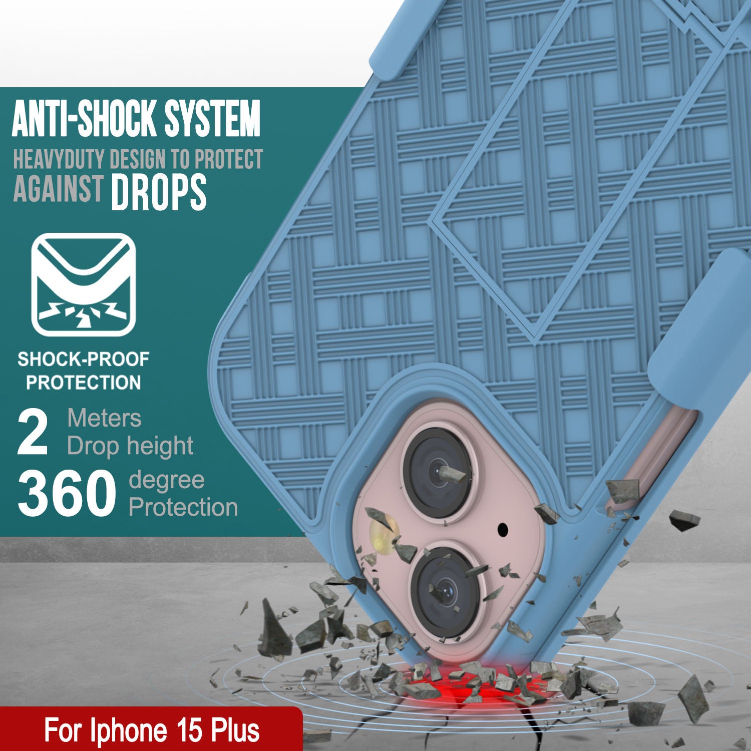 iPhone 15 Plus Case With Tempered Glass Screen Protector, Holster Belt Clip & Built-In Kickstand [Blue]