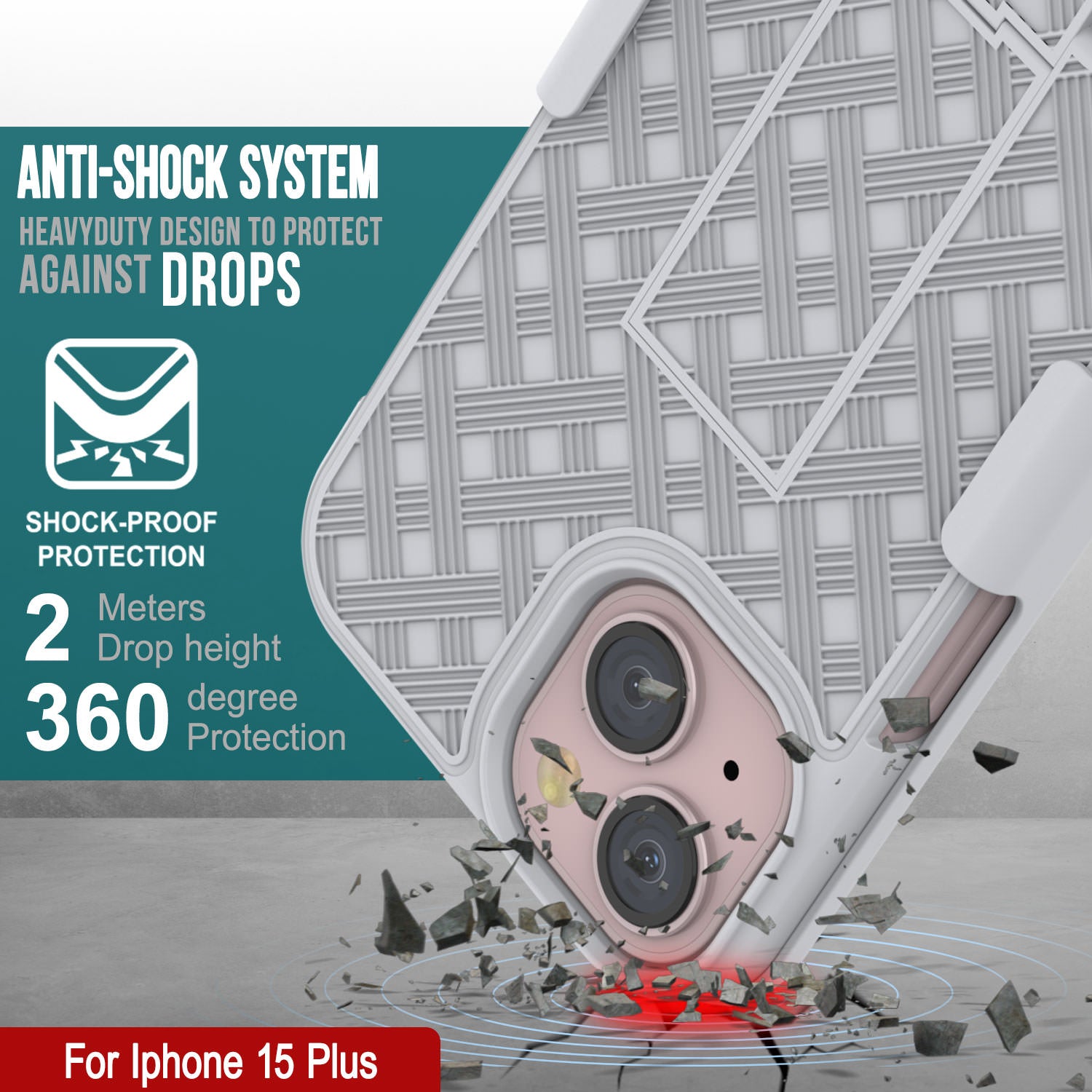 iPhone 15 Plus Case With Tempered Glass Screen Protector, Holster Belt Clip & Built-In Kickstand [White]