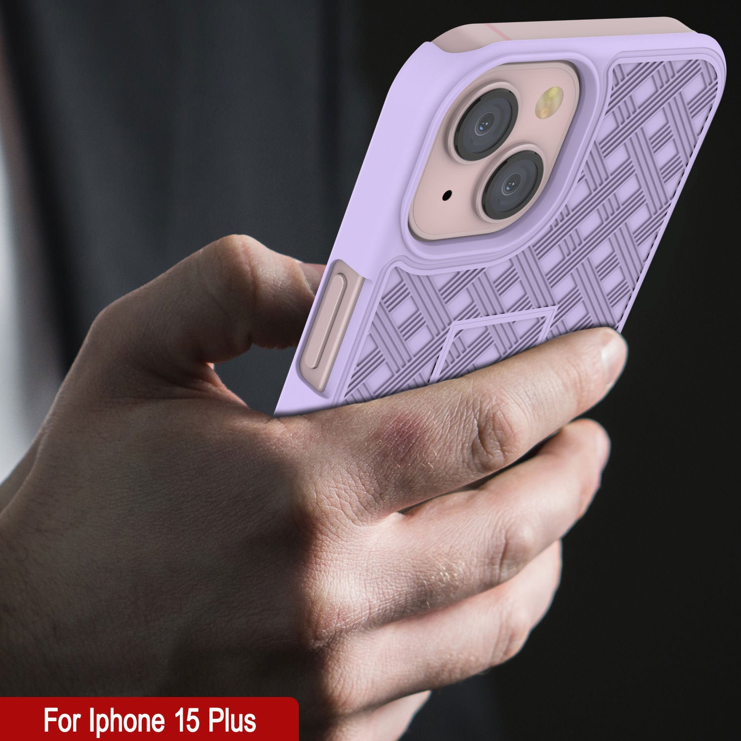 iPhone 15 Plus Case With Tempered Glass Screen Protector, Holster Belt Clip & Built-In Kickstand [Lilac]