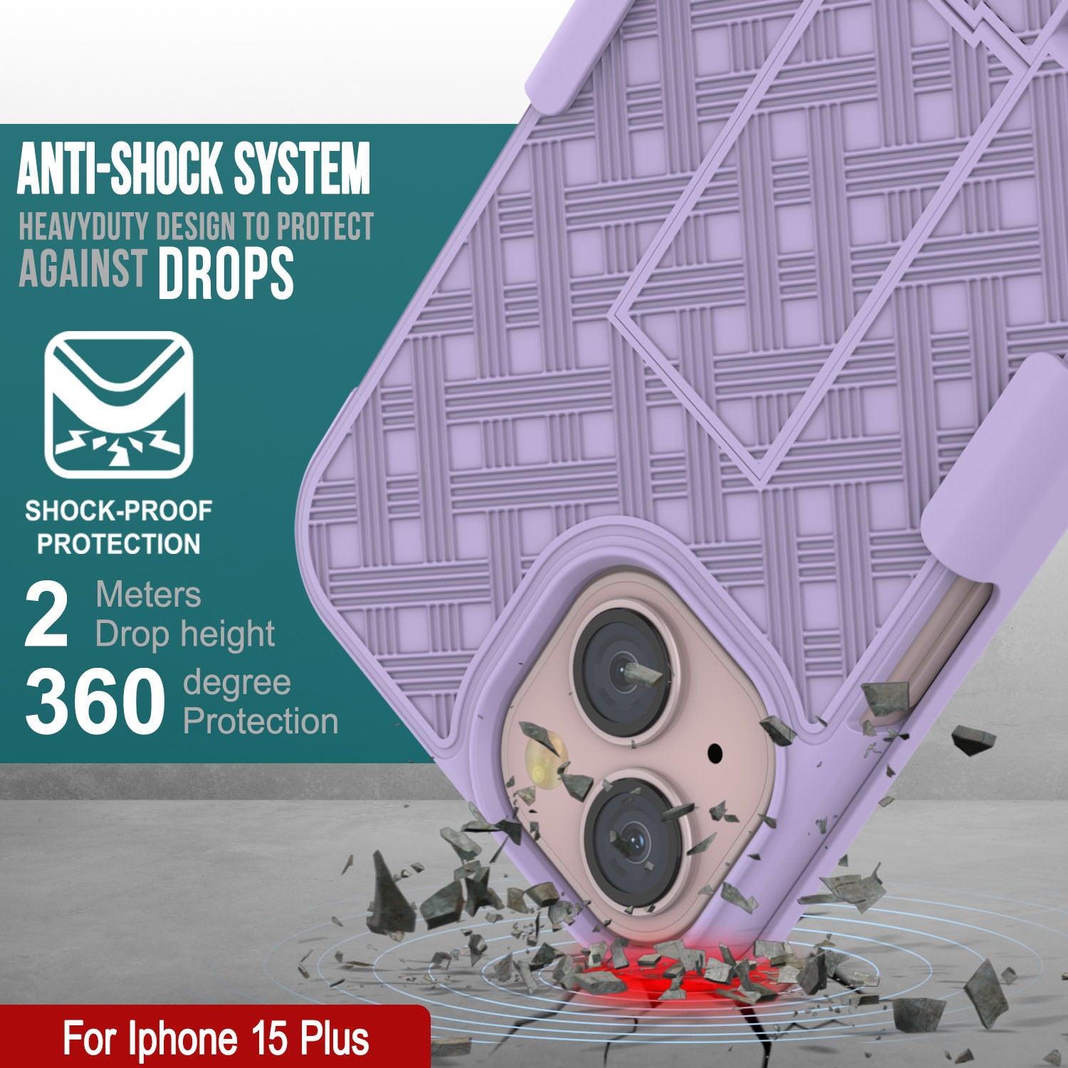 iPhone 15 Plus Case With Tempered Glass Screen Protector, Holster Belt Clip & Built-In Kickstand [Lilac]