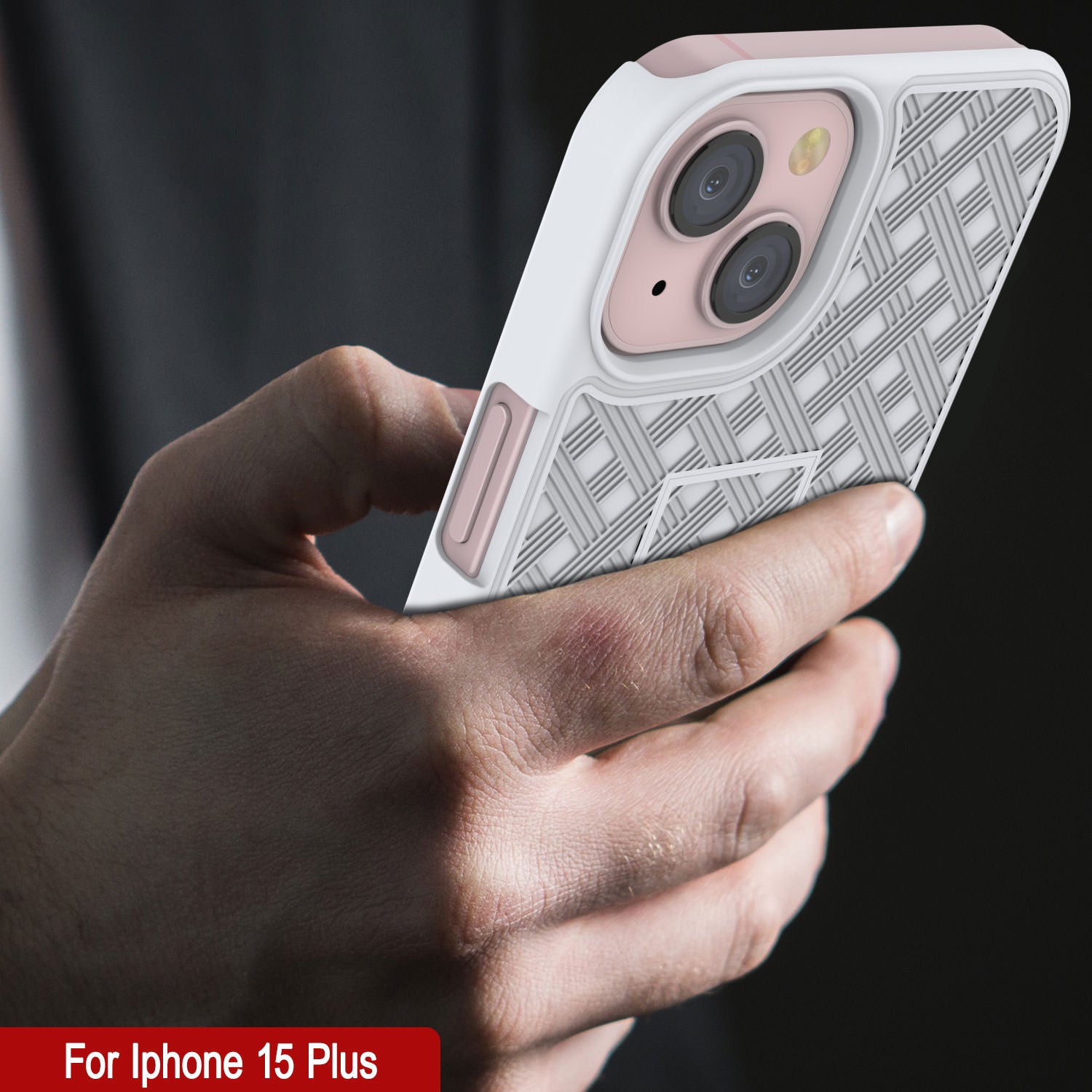 iPhone 15 Plus Case With Tempered Glass Screen Protector, Holster Belt Clip & Built-In Kickstand [White]