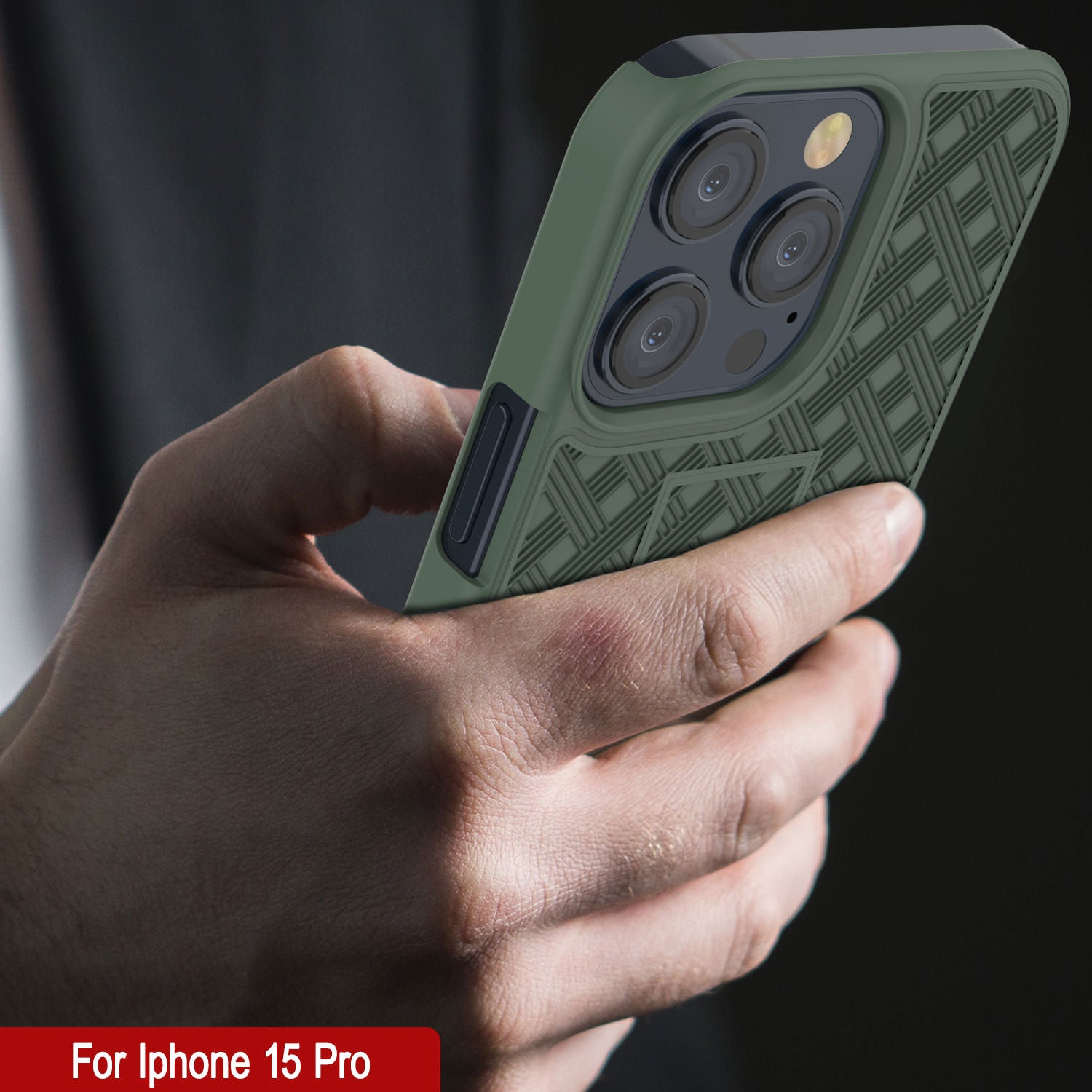 iPhone 15 Pro Case With Tempered Glass Screen Protector, Holster Belt Clip & Built-In Kickstand [Green]