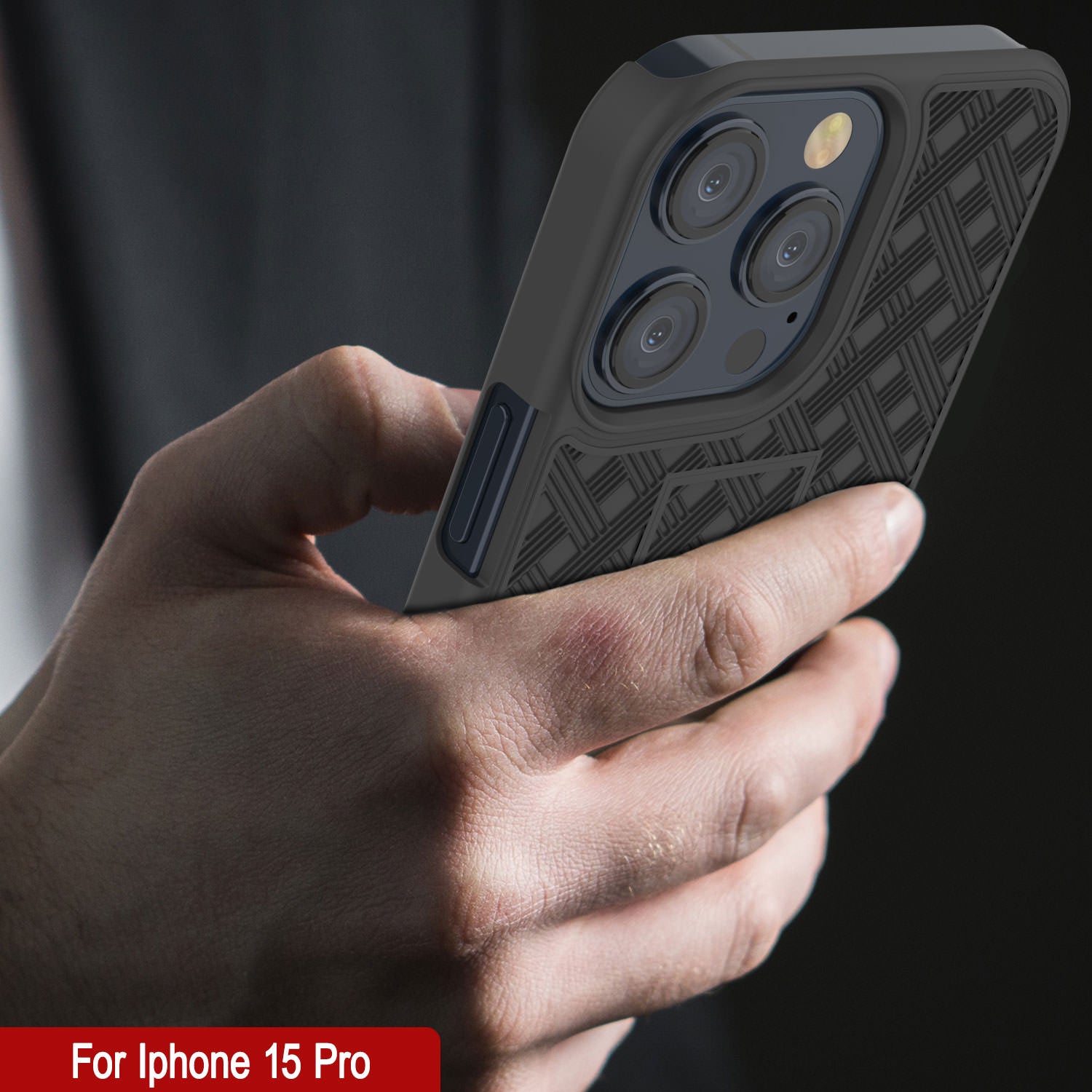 iPhone 15 Pro Case With Tempered Glass Screen Protector, Holster Belt Clip & Built-In Kickstand [Black]