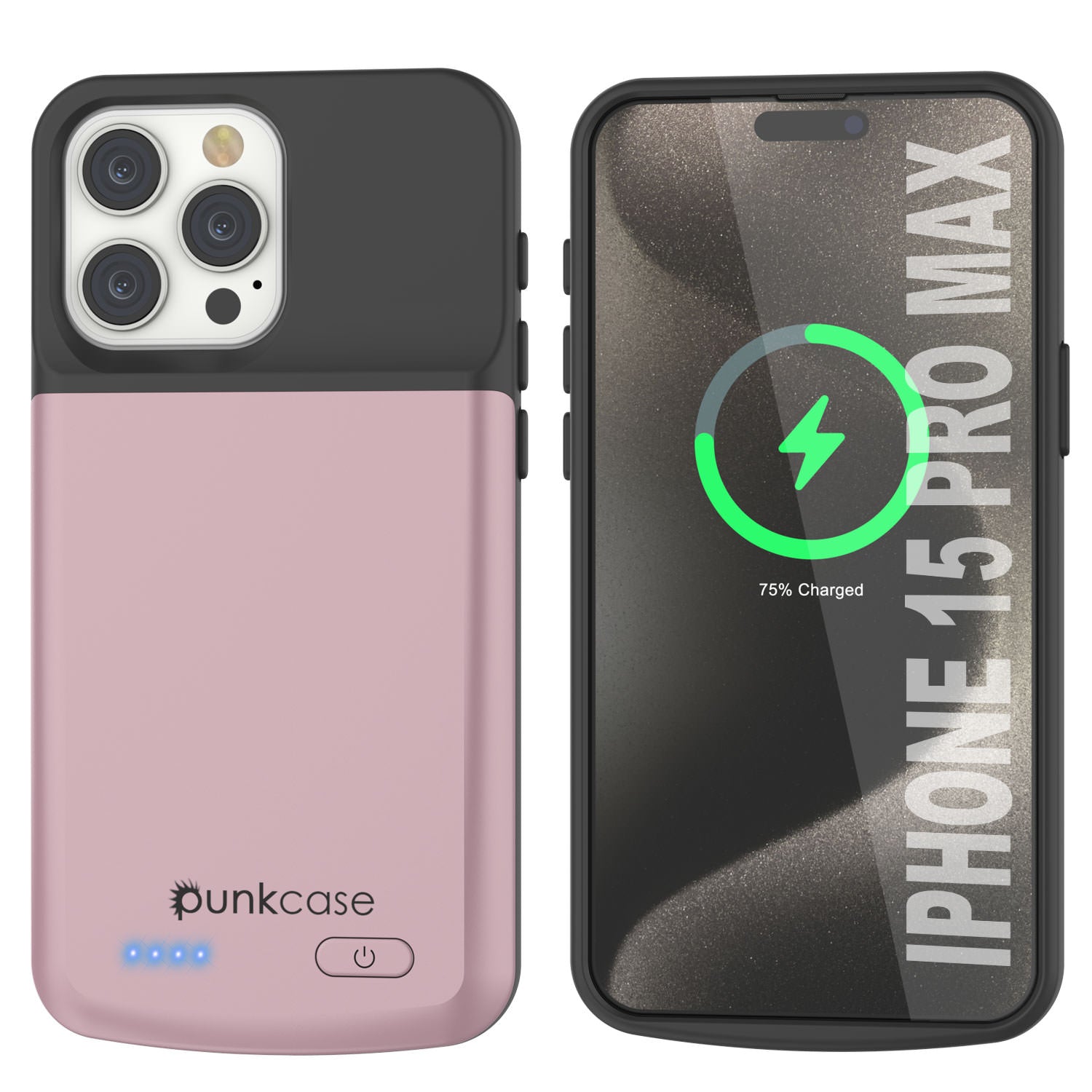 iPhone 15 Pro Max Battery Case, PunkJuice 5000mAH Fast Charging Power Bank W/ Screen Protector iPhone 15 Pro Max Battery Case, PunkJuice 5000mAH Fast Charging Power Bank W/ Screen Protector