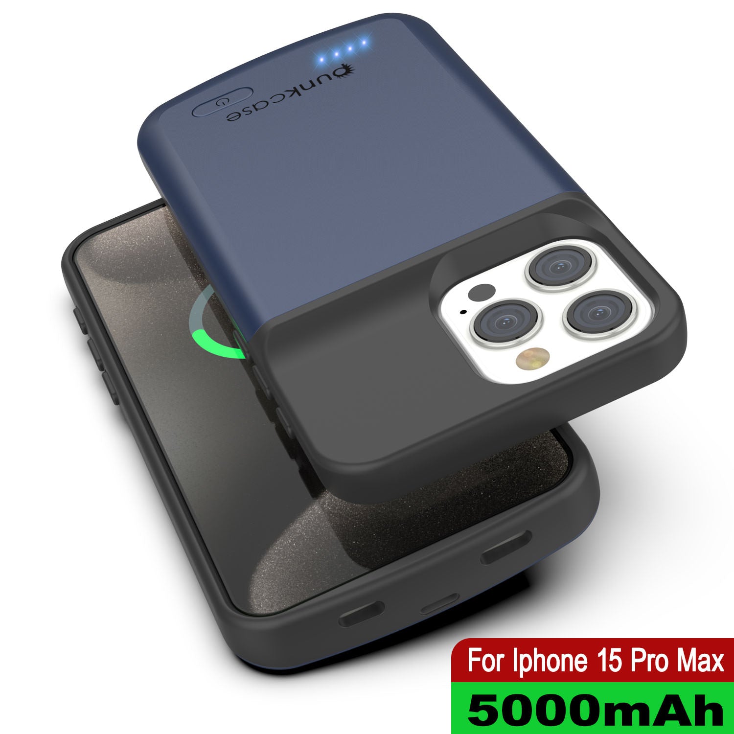 iPhone 15 Pro Max Battery Case, PunkJuice 5000mAH Fast Charging Power Bank W/ Screen Protector iPhone 15 Pro Max Battery Case, PunkJuice 5000mAH Fast Charging Power Bank W/ Screen Protector